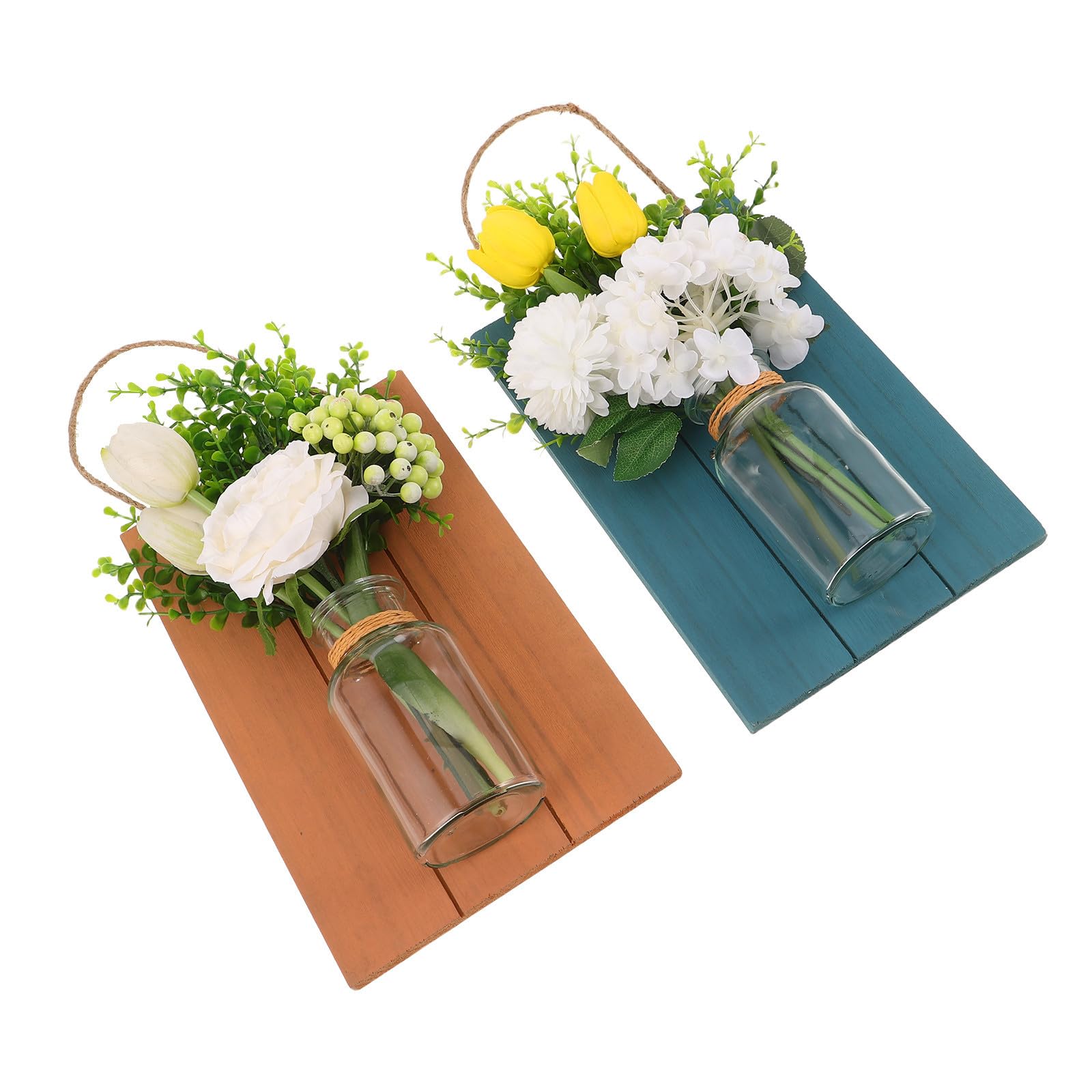Vase suspendu en verre et bois pour un salon chaleureux
