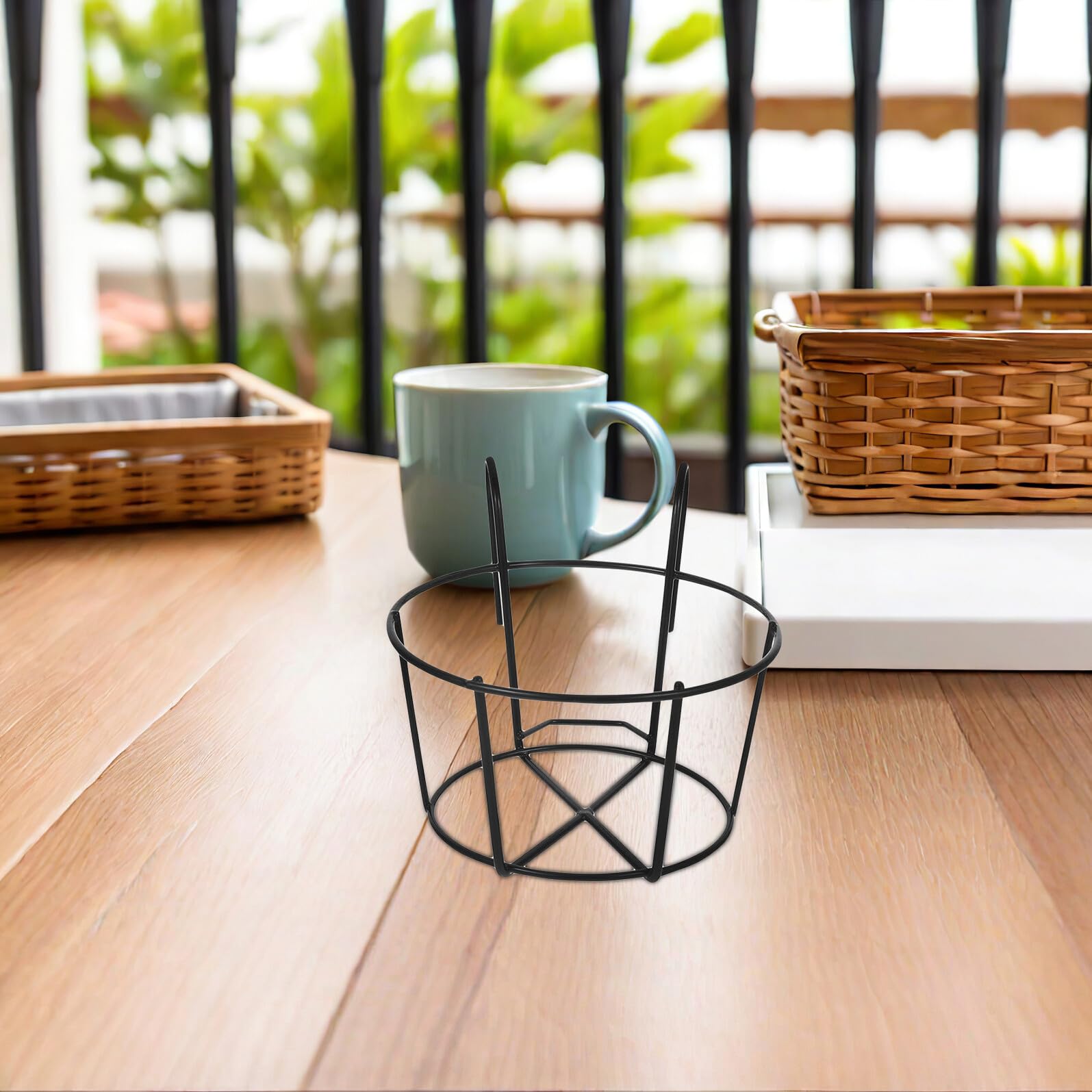 DOITOOL 3pezzi Portavasi da Appendere in Metallo Nero Ringhiera per Balcone Terrazza Veranda e Giardino Supporto Robusto per Fiori Pesanti
