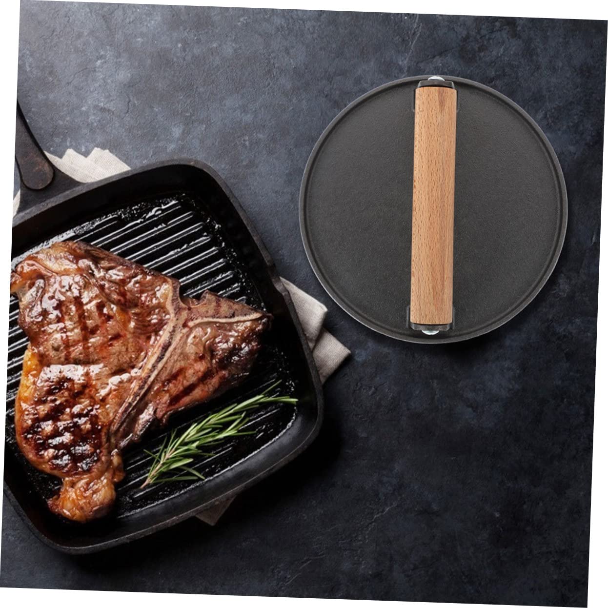Prensa de Carne de Hierro Fundido Redonda Molde para Hamburguesas Caseras Herramienta Ergonómica para Asar y Cocinar Prensa Manual Compacta para Moldear Carne Casa