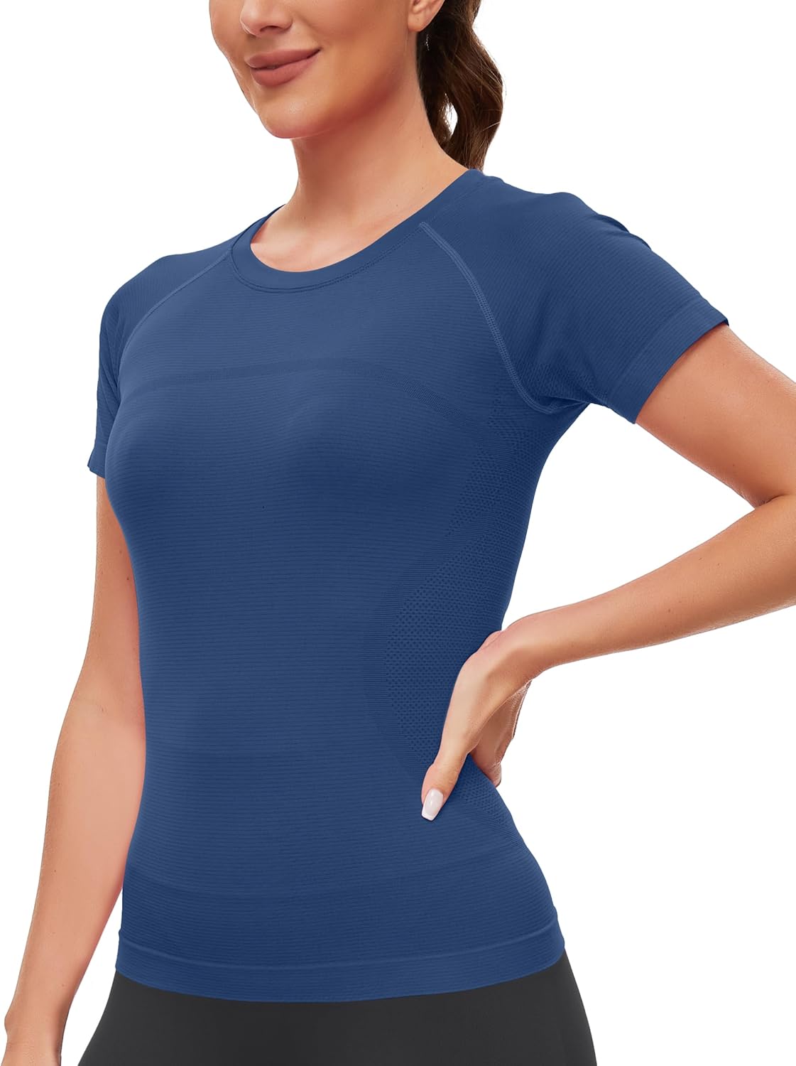 MathCat Seamless Workout Tops for Women, Compression Shirt Women Short Sleeve Shirts Athletic Running Gym Yoga Breathable - Image 4