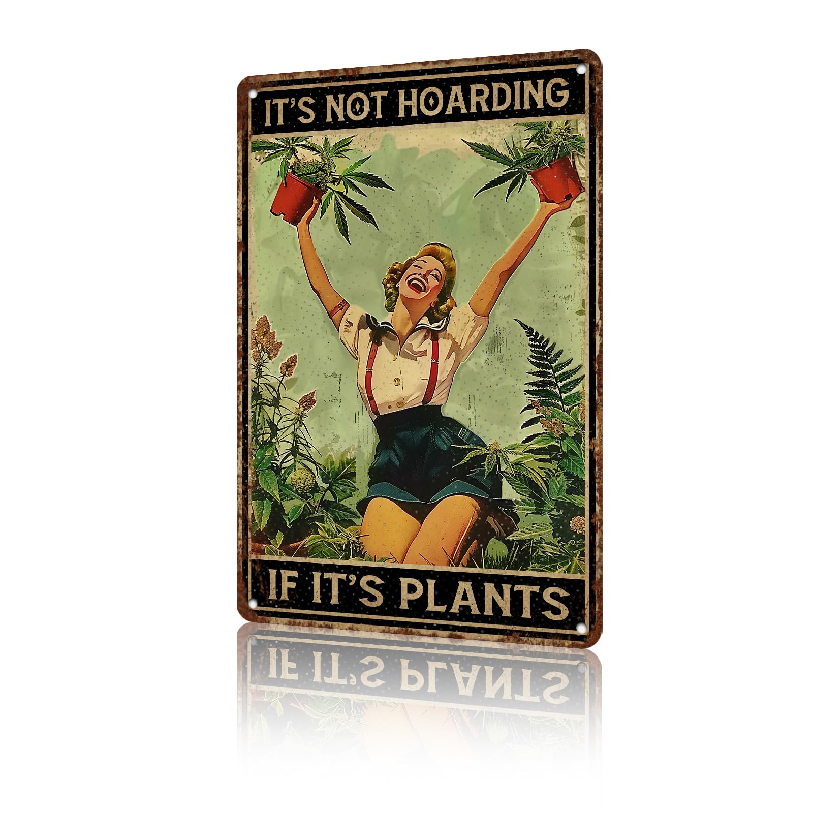 Anceky It'sHoarding If It's Plants Tin Sign Vintage Metal Sign Wall Decor for Garage Home Yard Fence Office Bedroom 12×8 Inch