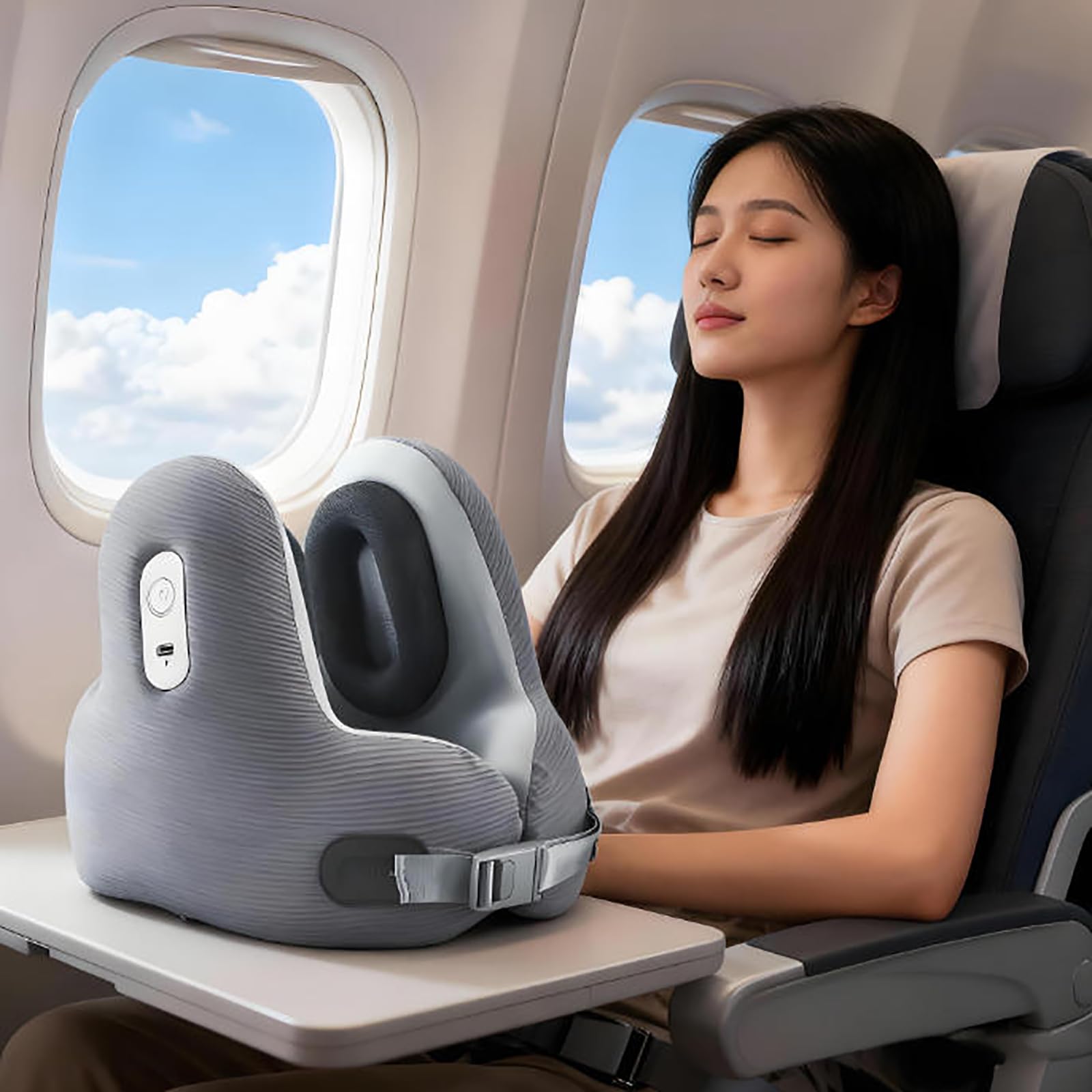 Reise-Nackenkissen, Bluetooth-Musikwiedergabe, ergonomisches Design, Memory-Schaum mit Rauschunterdrückung, natürliche Kopf- und Nackenstütze für Zuhause und Reisen