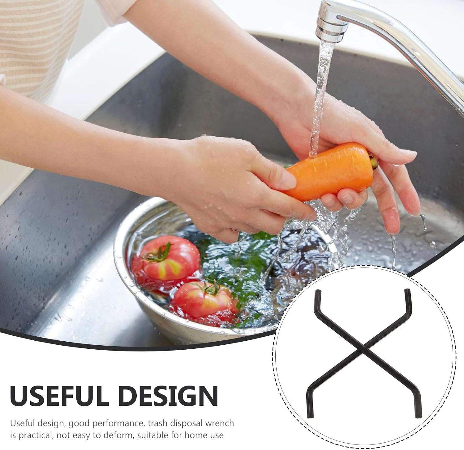 Cabilock 2pcs Garbage Disposal Wrench Tool for Kitchen Sink, Metal Trash Disposal Wrench with Hex Key Design, Food Waste Unjamming Tool for Home Sink Maintenance