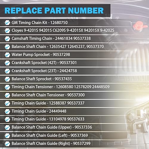 Miniatura 3 de Kit de cadena de sincronización de motor con tensor de guía de carga para buick Chevy GMC Pontiac Saab Saturn 2.0L 2.2L 2.4L L4 reemplazo # 12680750