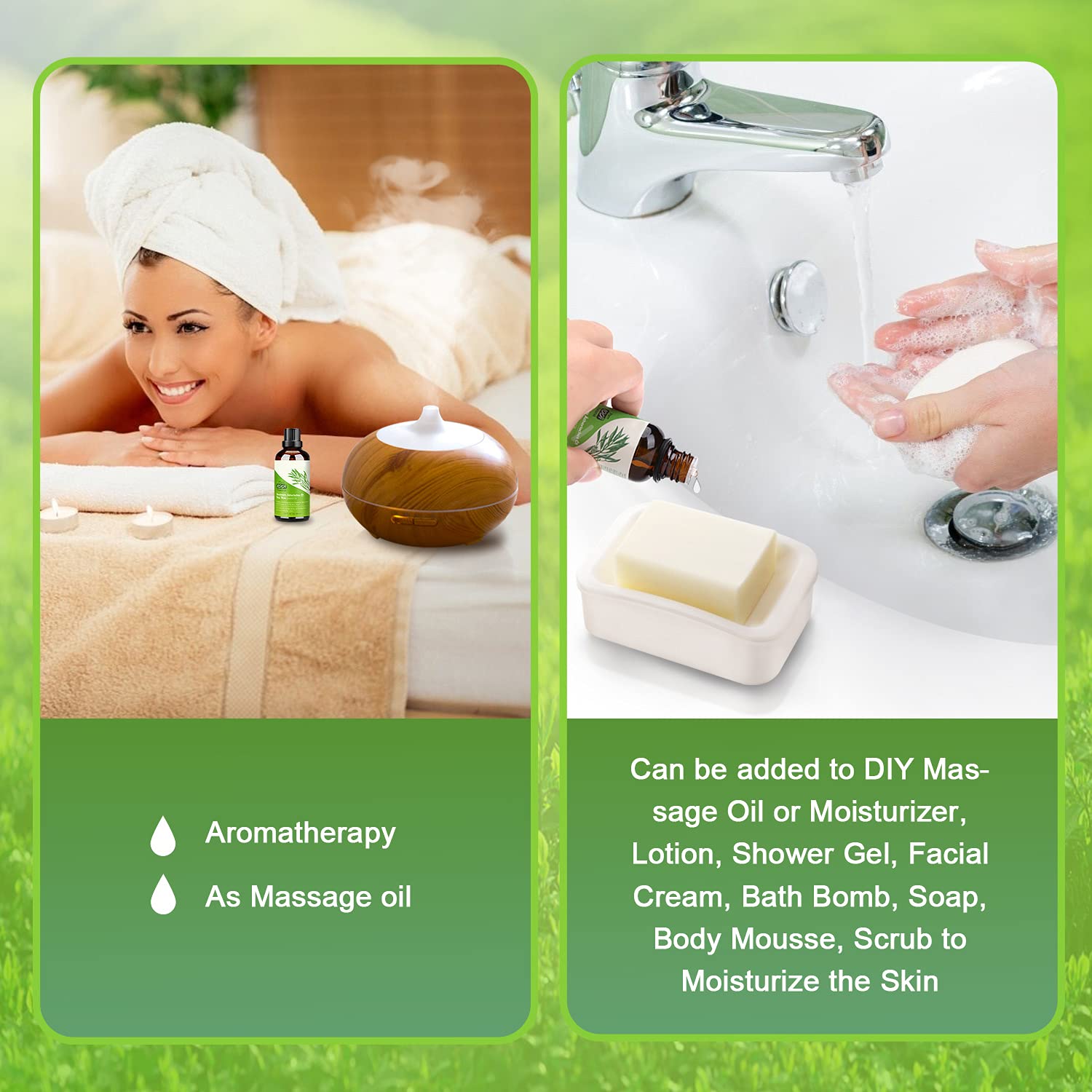Aifanciey Tea Tree Oil 100 ML Olio Essenziale Tea Tree Puro 100% Anti Acne, Brufoli, Punti Neri, Unghie, Capelli e Corpo - Olio Essenziale di Albero del Tè per Aromaterapia Diffusore e Massaggio