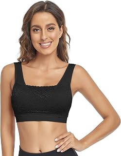 Litthing Lace Bralettes for Women Padded Sports Bra Seamless Plus Size Tank Tops Wirefree Comfort Yoga Cami T Shirt Bras