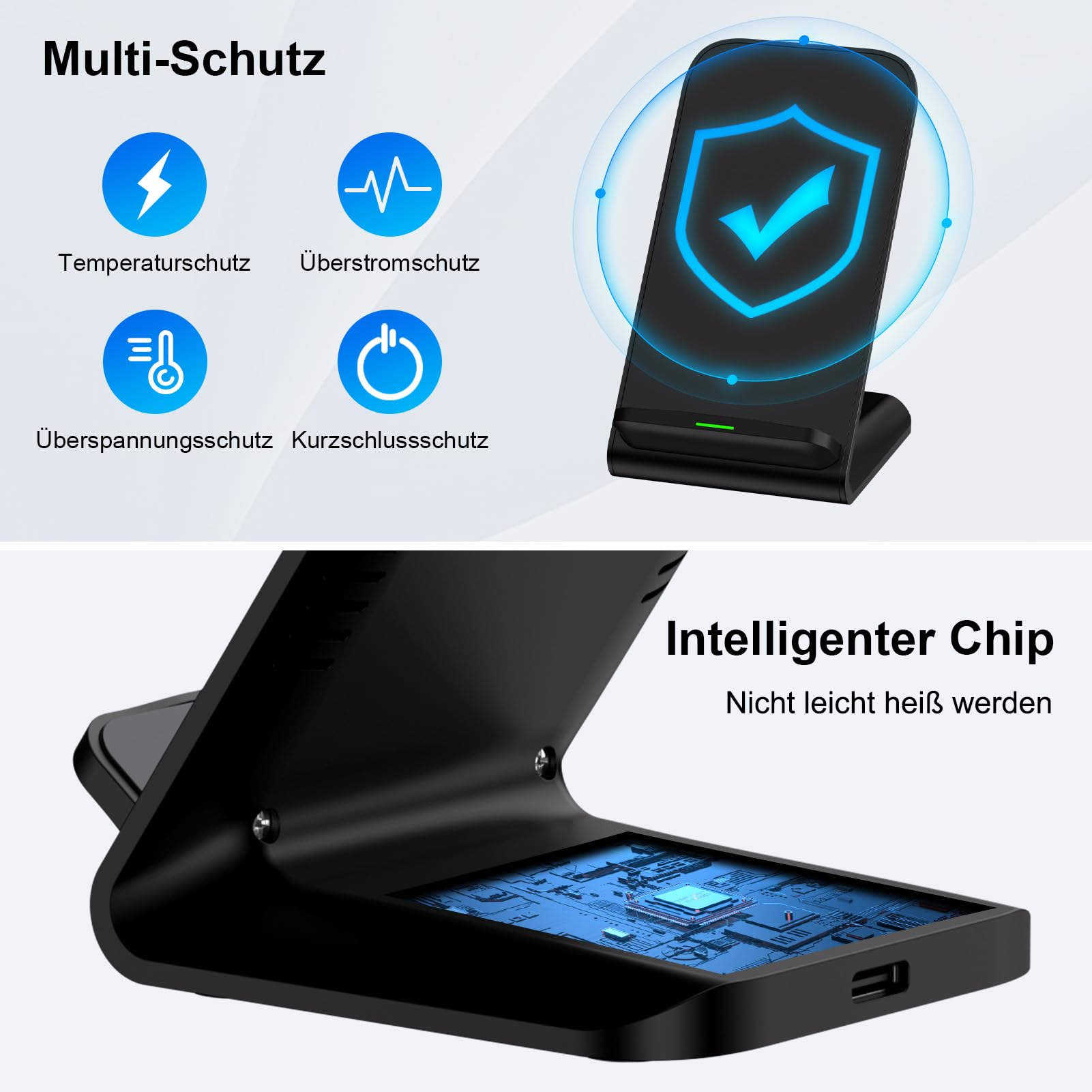 15W Wireless Charger für Samsung Ladestation für Samsung Galaxy S26 Ultra S25 S24 S23 S22 S21 S20, Google Pixel 10 9 Pro 8a 7 6, iPhone 17/16/15 Handy Ladestation Stand Schnelles Kabelloses Ladegerät