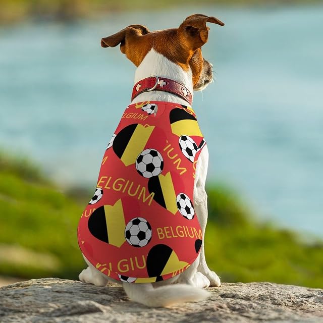 Foto 6 de 8 de Camisetas de Perro de fútbol de Bélgica Love, Ropa Estampada para Mascotas, Camisetas de Verano