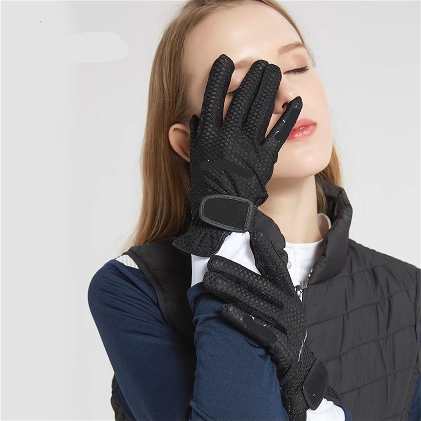 Generico Guanti da equitazione Baslong per uomo donna, palmo traspirante antiscivolo in silicone, ideali per lo sport(Black,L)