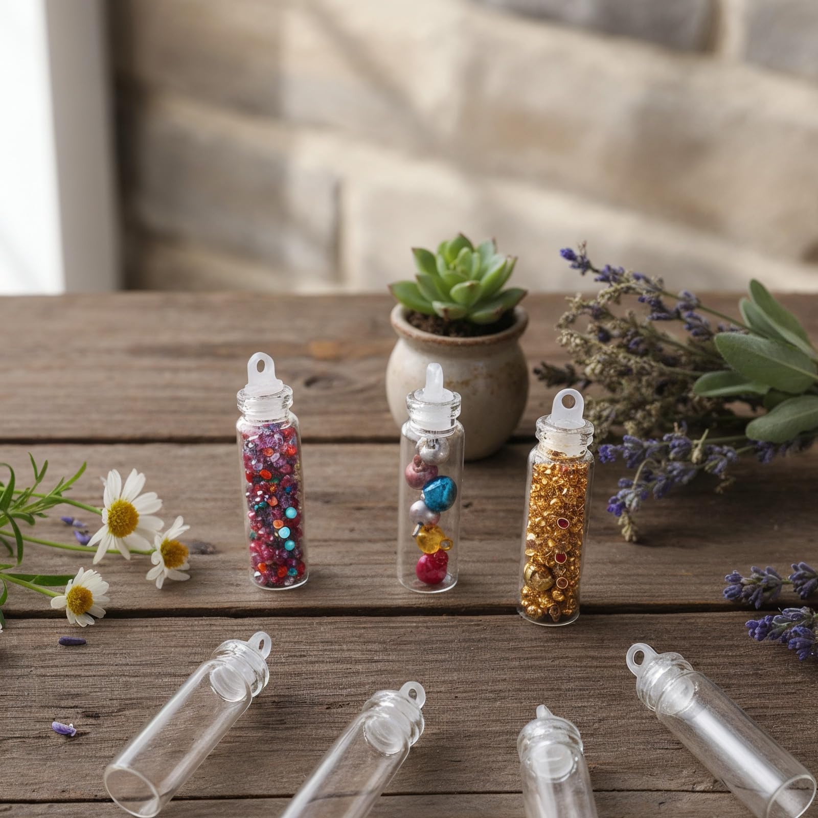 Mini butelki szklane, probówki z zamknięciem, mini szklanki do majsterkowania, na prezent, szklane buteleczki, mini butelki do napełniania, na wesele, imprezę, akcesoria, dekoracja, prezenty dla gości