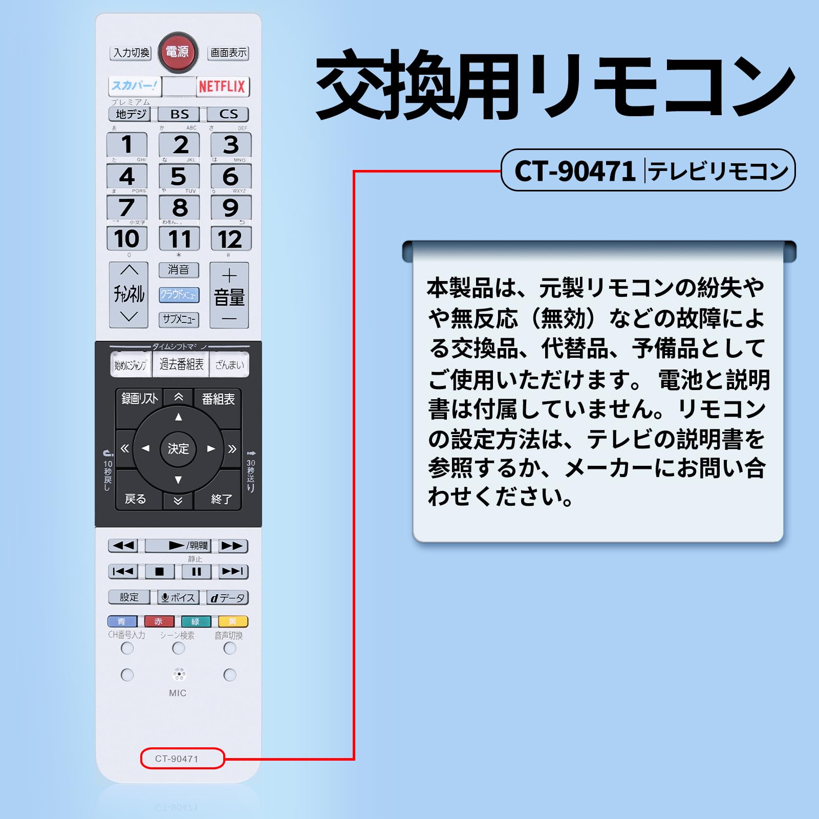 1)10本セット新品 TOSHIBA 東芝 テレビリモコン CT-90471