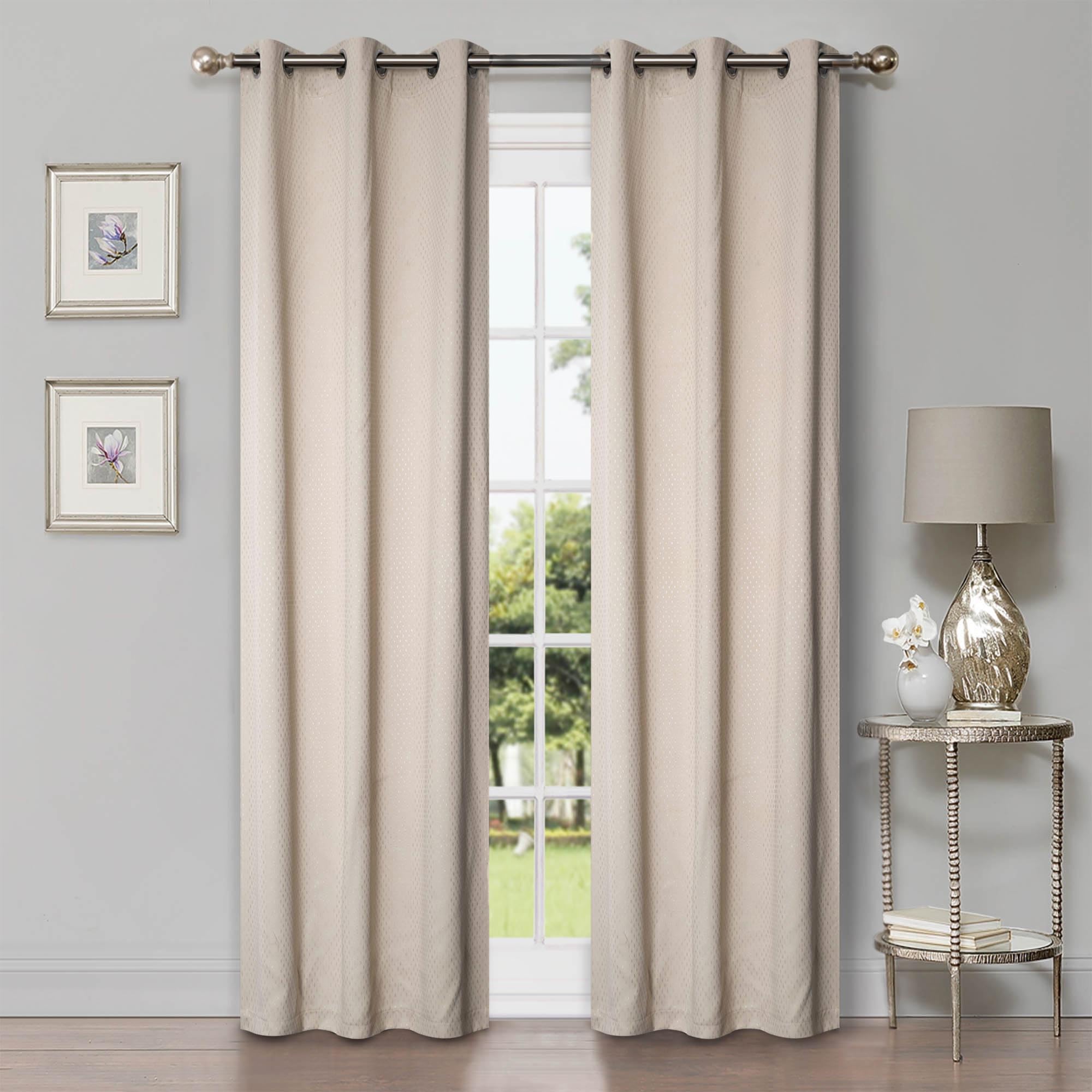 Superior Ivory Semi Blackout Curtains - Whimsical Shimmer Design - 42" X 108" - Grommet Header - Sun Blocking & Room Darkening Drapes For Bedroom, Living Room - Set Of 2 Panels