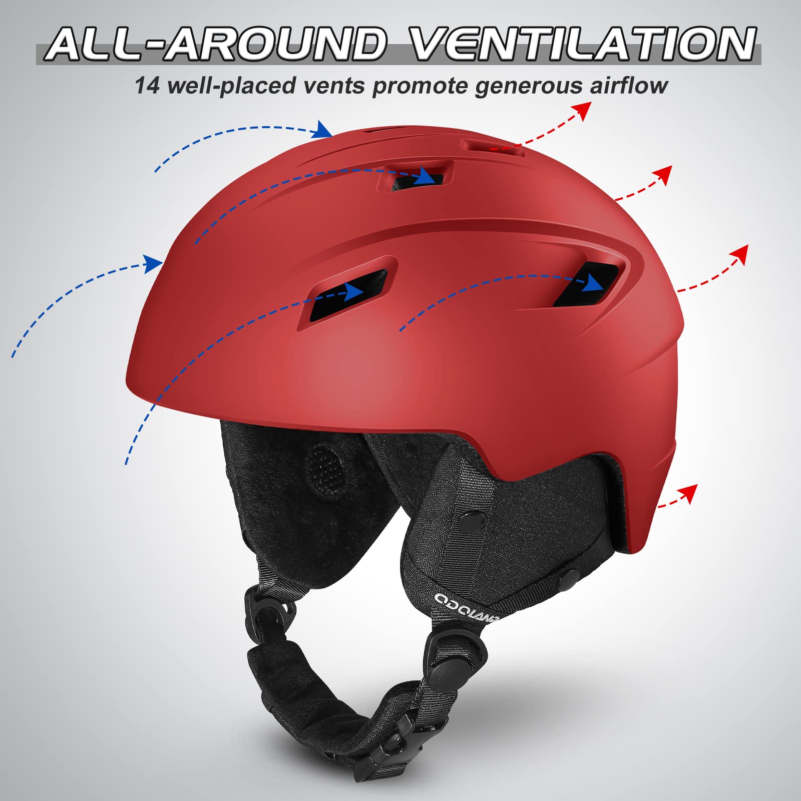 Odoland Kit di Casco Sci con Maschera Sci, Casco Snowboard per Uomo Donna Adolescenti, Casco Ski Regolabile e Occhiali Sci UV400 Proteczione, per Sport Invernali All'aperto