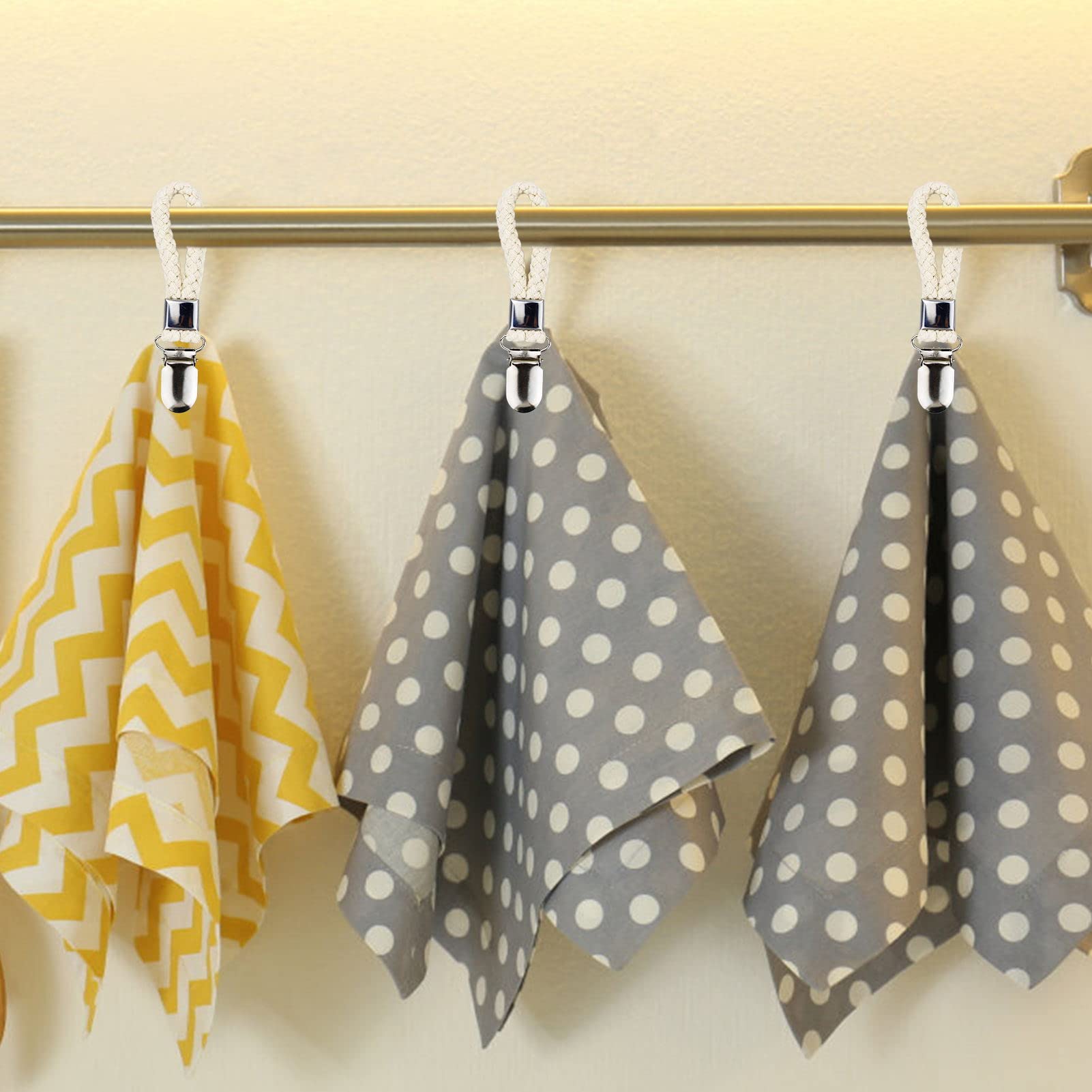 6 Gancio A Clip Per Strofinacci - Ferma Asciugamani In Cotone E Ferro, Per Cucina E Bagno - Foto 8