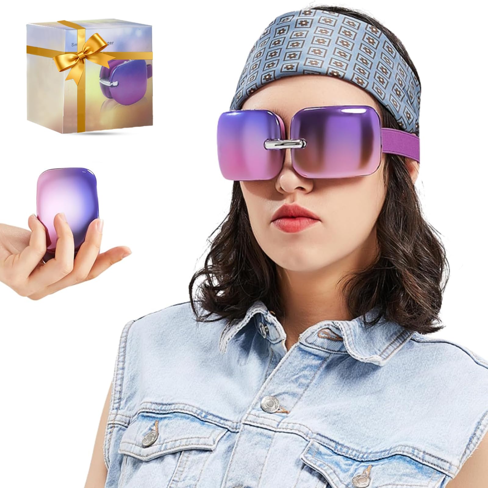 Eye Massager with Heat and Vibration Portable Pocket-Size Massaging Eye Mask Relieve Dark Circles Eye Fatigue Massage Dry
