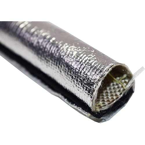 A-Team Performance - 010455 Heat Shroud Aluminized Sleeving - for Ultimate Heat Shield Protection Barrier Cover - with Hook and Loop Closure Silver 3/4"x36" (3ft)