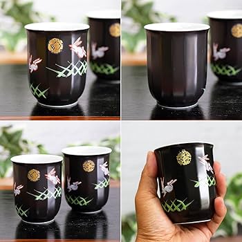 Amazon | 夫婦茶碗 湯呑み ペア 食器セット 九谷焼 月うさぎ