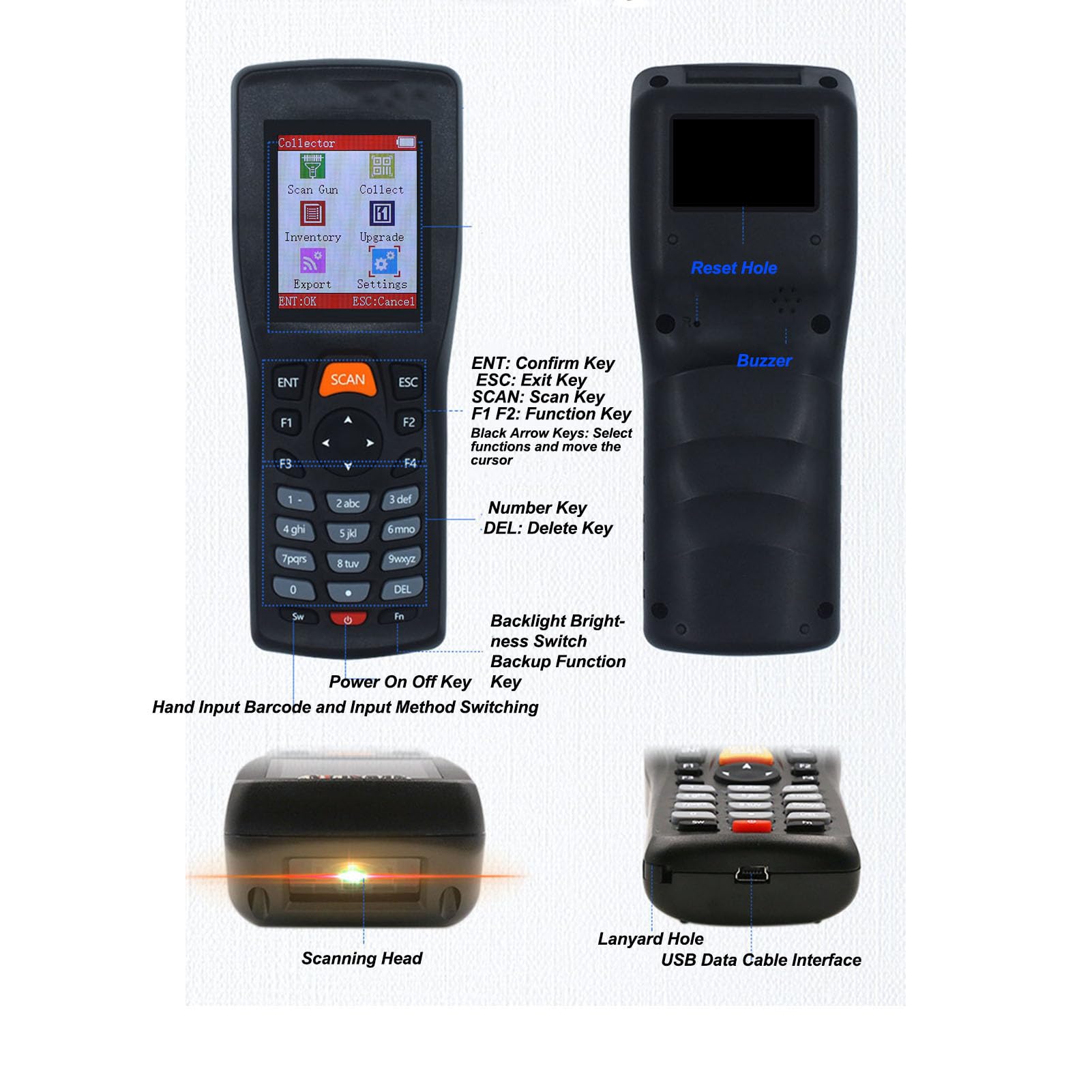 Generic Scanner de Codes-Barres sans Fil à écran Couleur pour la Numérisation des Commandes dans Les Supermarchés et Les Marchés de Gros