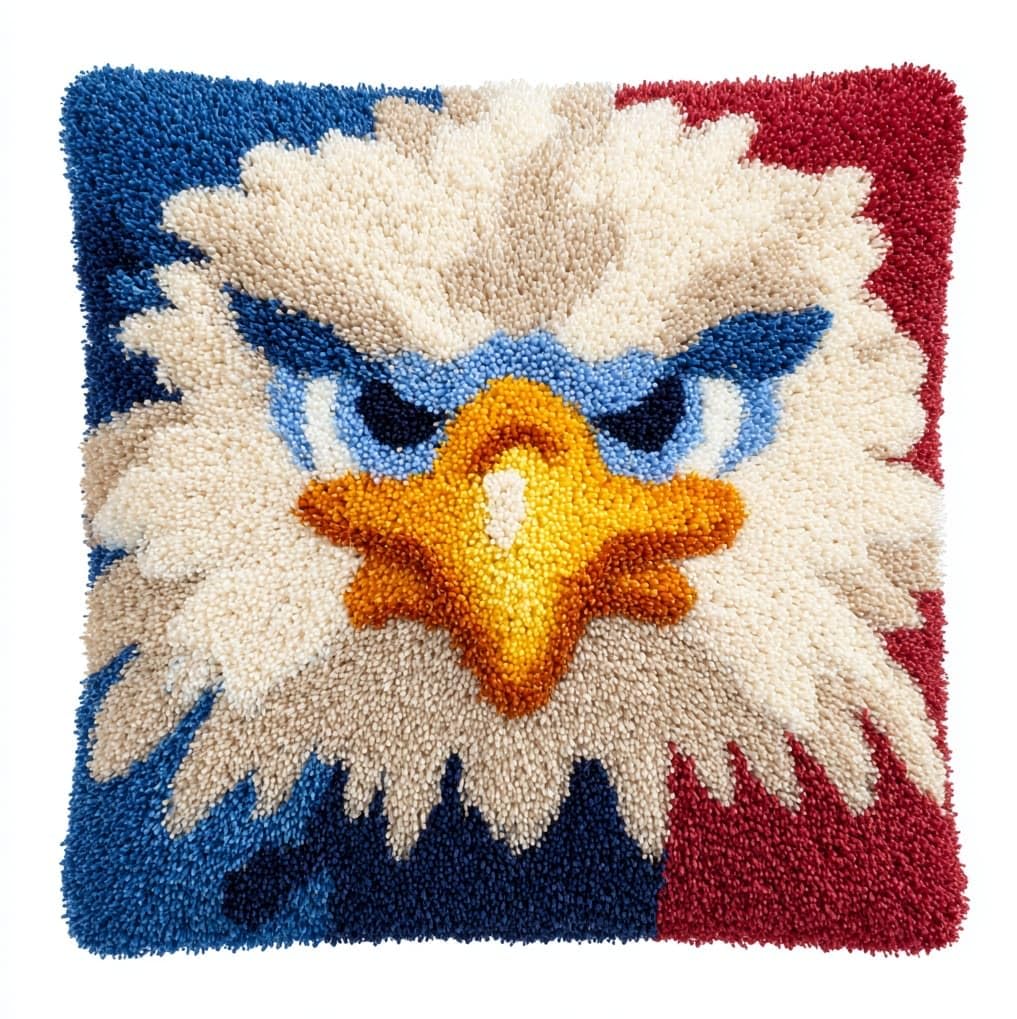AxiangziK Latch Hook Kits for Adults,Bald Eagle Latch Hook Pillow Kits 17X17 Inches DIY Needlework Crafts Everything Included Gift for Family Friends