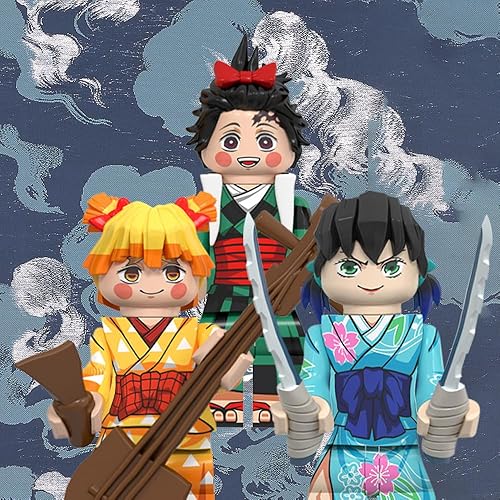 Miniatura 4 de Tanjiro Outfit 8 piezas de juguetes de anime, figuras de acción, bloques de construcción para niños o fanáticos del anime coleccionistas (color -A1)