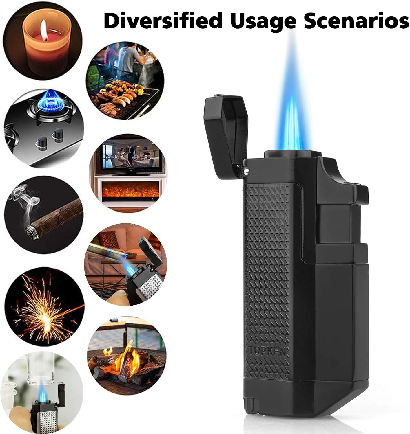 PILOTDIARY Mini Torch with Window, Stronger( Not Included Gas),Black