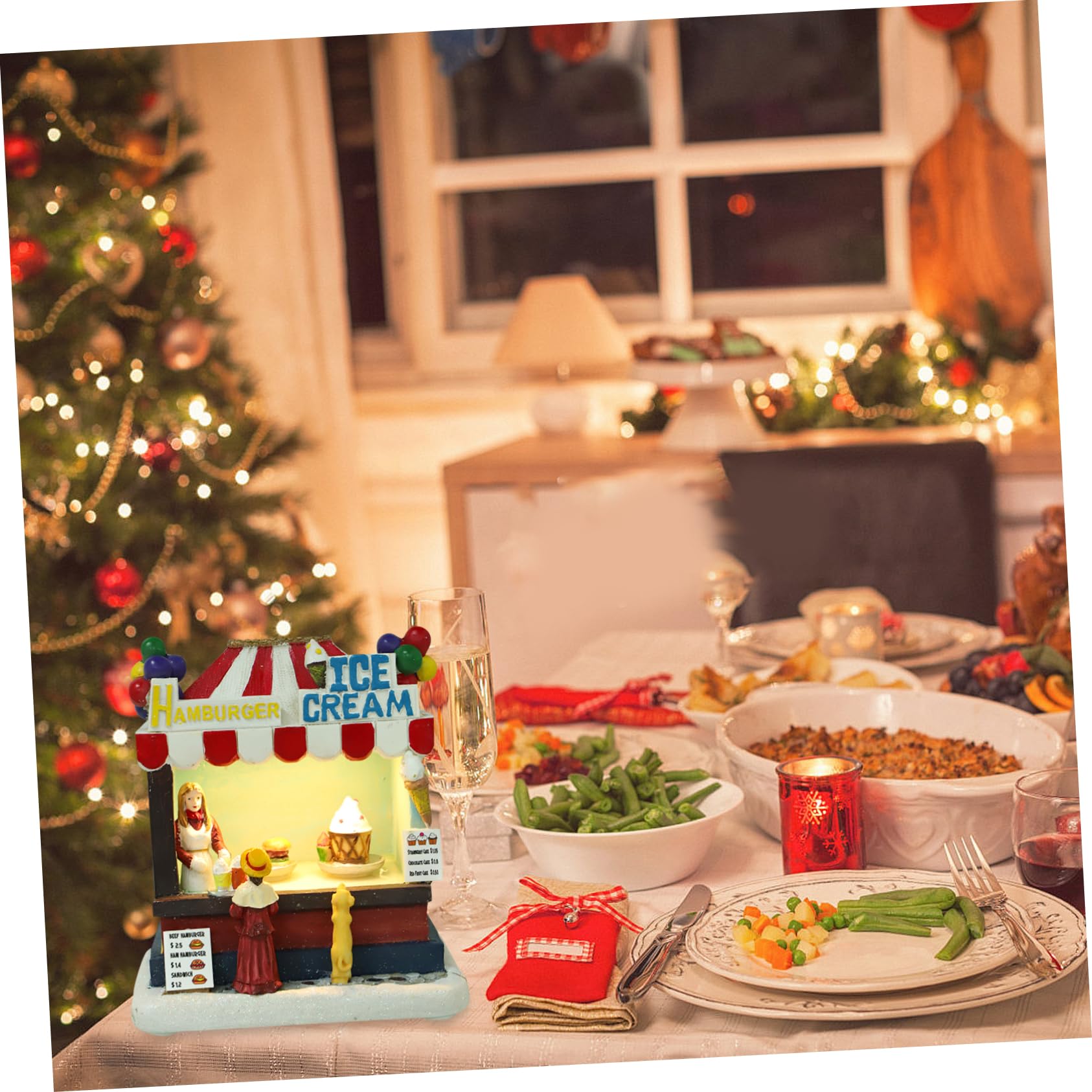 Cabilock Glowing Christmas Resin Small House Decor Xmas Luminous Villa Without Battery Perfect for Holiday Parties