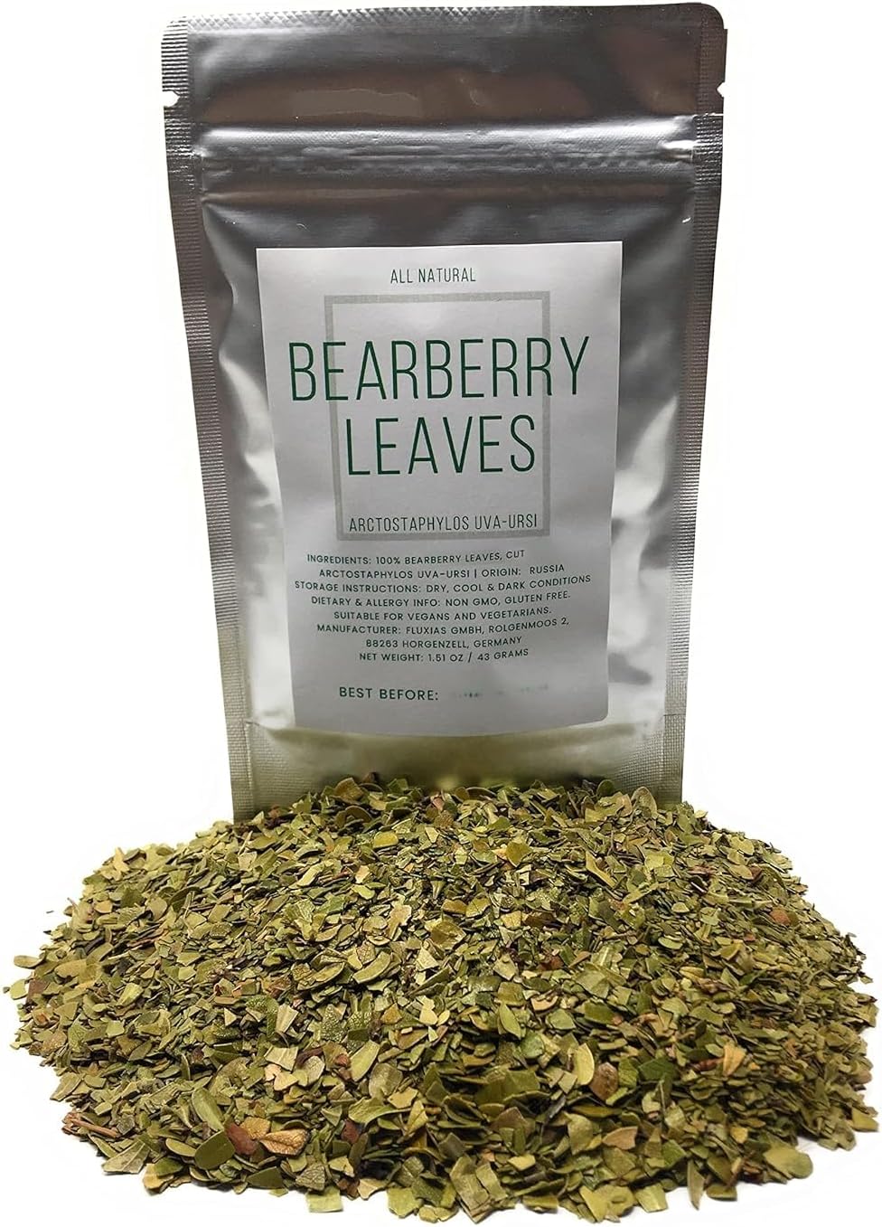 Bearberry Leaves (Kinnikinnick) - Cut, Dried Arctostaphylos Uva-ursi Leaves - Net Weight:1.5oz/43g
