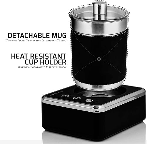 Miniatura 2 de OVENTE Espumador magnético de café con leche, jarra de acero inoxidable con aislamiento multiusos, 7 onzas de espumacalefacción de 14 onzas con 2