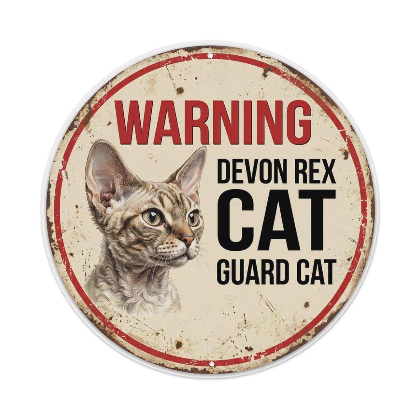 Tgrcjimh Style Metal Tin Sign Vintage Warning Devon Rex Cat