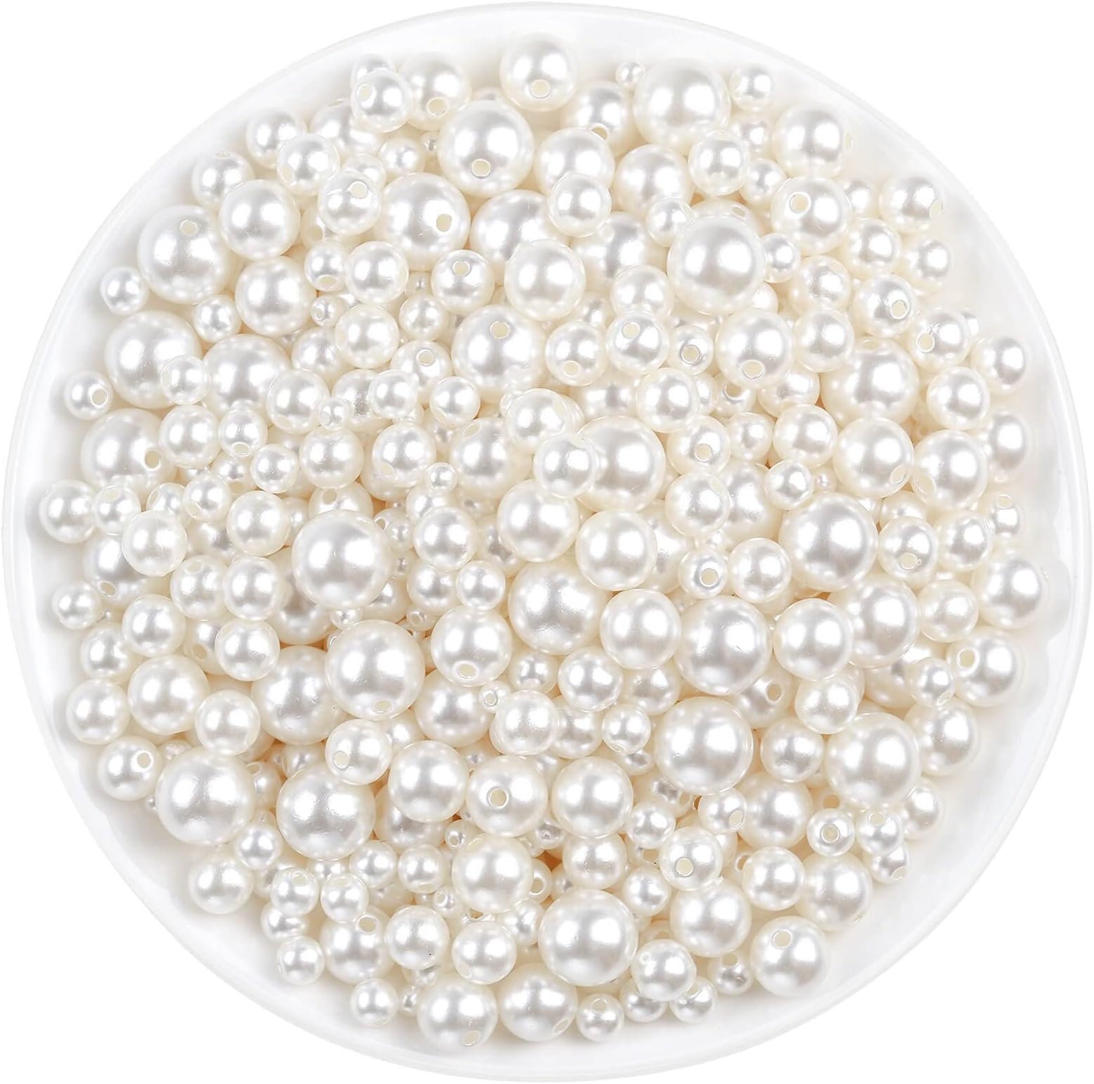 Anezus 800pcs Ivory Pearl Craft Beads Loose Pearl Beads for Jewelry Making Craft Decoration Vase Filler (Various Sizes)