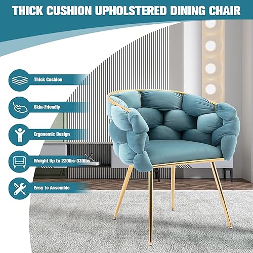 Miniatura 5 de Ufurpie Sillas de comedor de terciopelo, sillas decorativas modernas con patas de metal dorado para comedor, cocina, tocador, sala de estar, juego