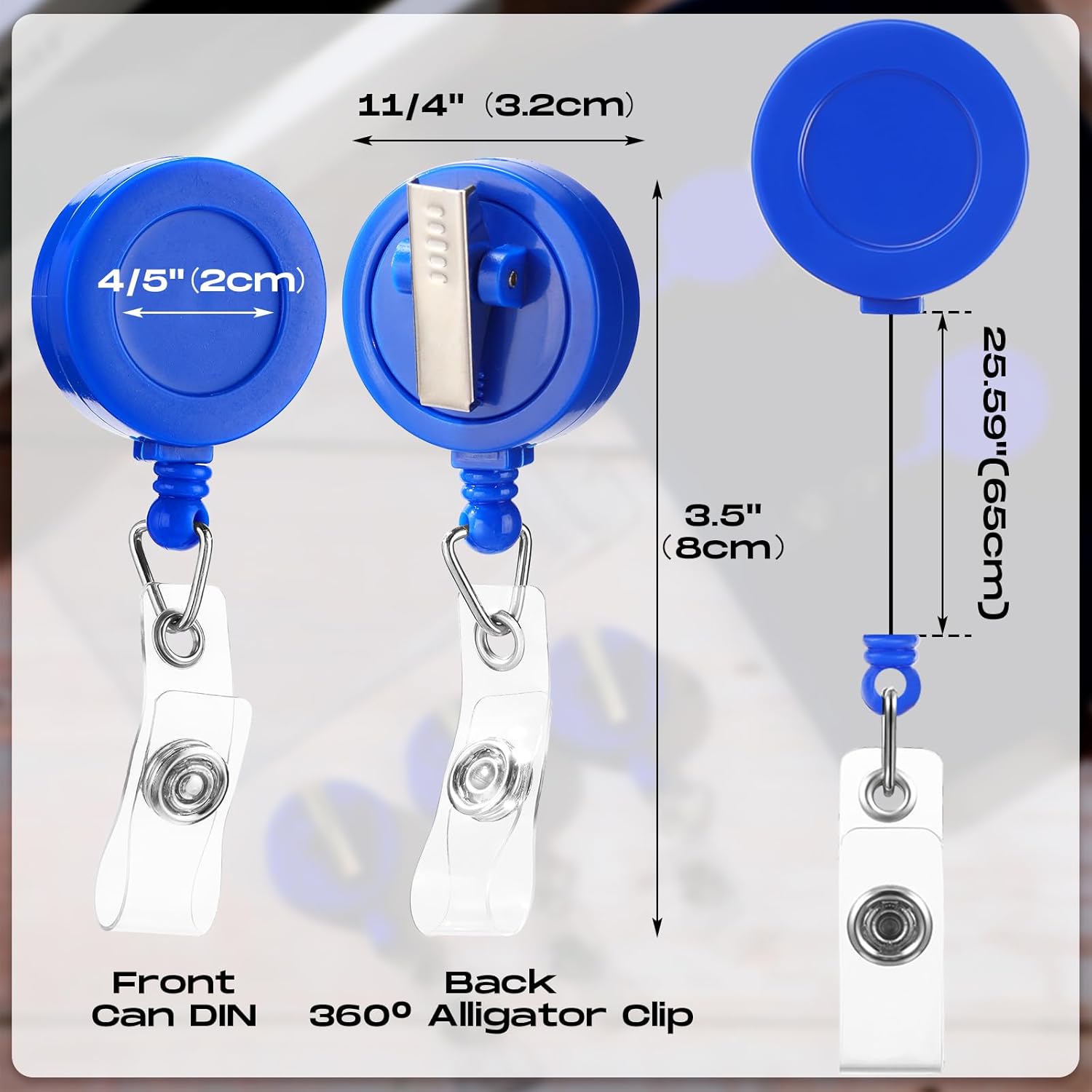 Zonon 50 Pieces Retractable Badge Holder Reels with Swivel Alligator Clip, ID Card Holder Name Badge Reel Clips for Students Teachers Office Workers (Blue) - Image 4