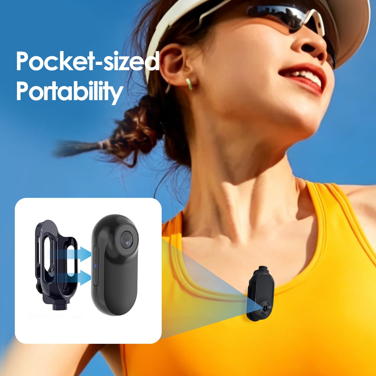 Mini caméra corporelle portable FHD 1080p de taille du pouce, étanche avec fixation magnétique, enregistrement POV mains libres, montable n'importe où pour la sécurité, le travail, les voyages
