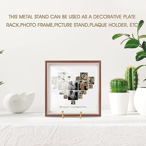 Miniatura 4 de Paquete de 4 soportes de placa para exhibición, soporte de marco de metal de 6 pulgadas para imagen, placa decorativa, caballete de fotos, soporte
