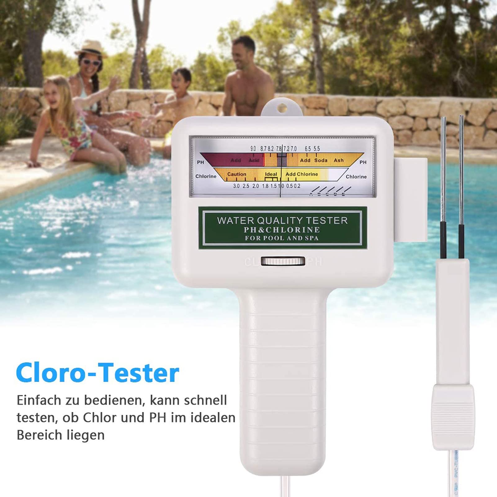 Misuratore di Cloro PH, Misuratore di Cloro E PH 2 in 1 per Piscina, Test dell'Acqua Misuratore di PH Elettronico Digitale Misuratore di Cloro per Piscina Spa Piscina per Acqua Potabile