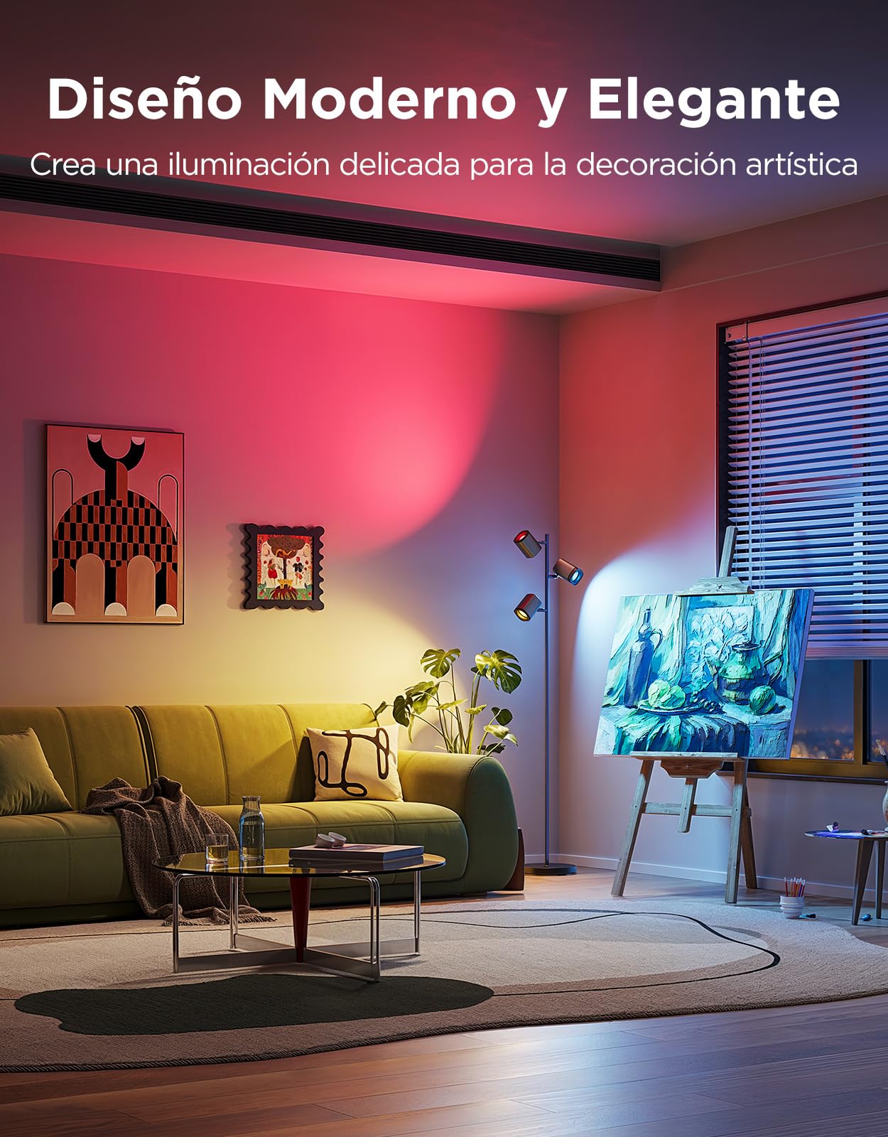 Govee LED Lámpara de Pie RGBWW, Ángulo Ajustable Lámpara Pie 1500 lm, Compatible con Matter Alexa, 64+ Escenas, Sinc Musica, 157 cm Lampara Negro para Sala de Estar, Dormitorio y Sala de Lectura. | 2700-6500K, Matter Alexa Compatible, 64+ Escenas, Sinc Mu