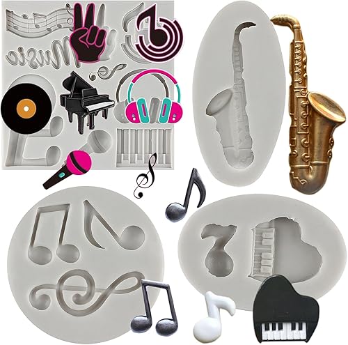 Miniatura 10 de Molde de silicona para notas musicales, moldes para fondant, guitarra, piano, caramelo para decoración de pasteles, decoración de cupcakes,