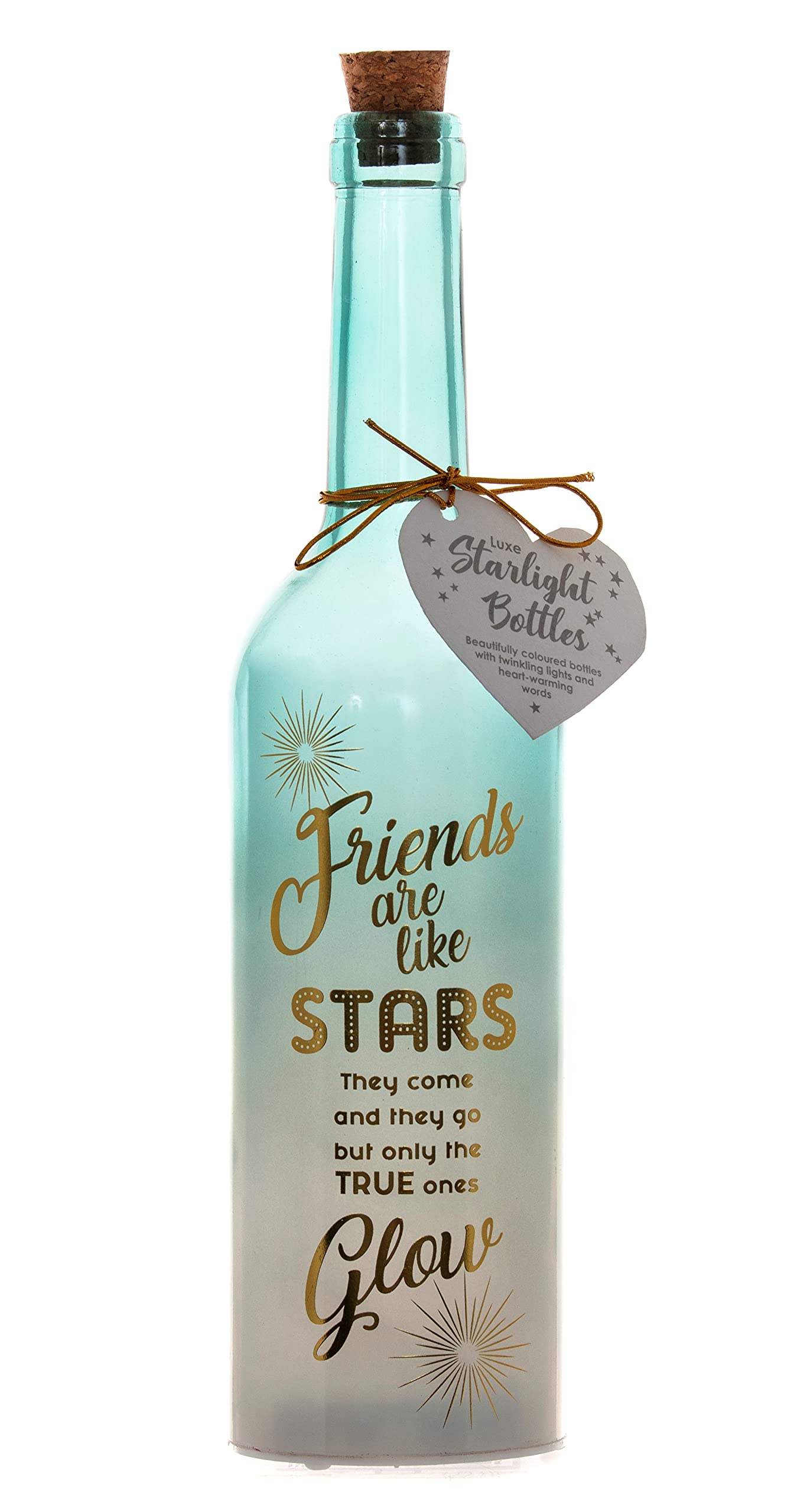 Boxer Gifts Friends are Like Stars Light-Up LED Starlight Bottle | Meaningful Gift for Bestfriend, Blue