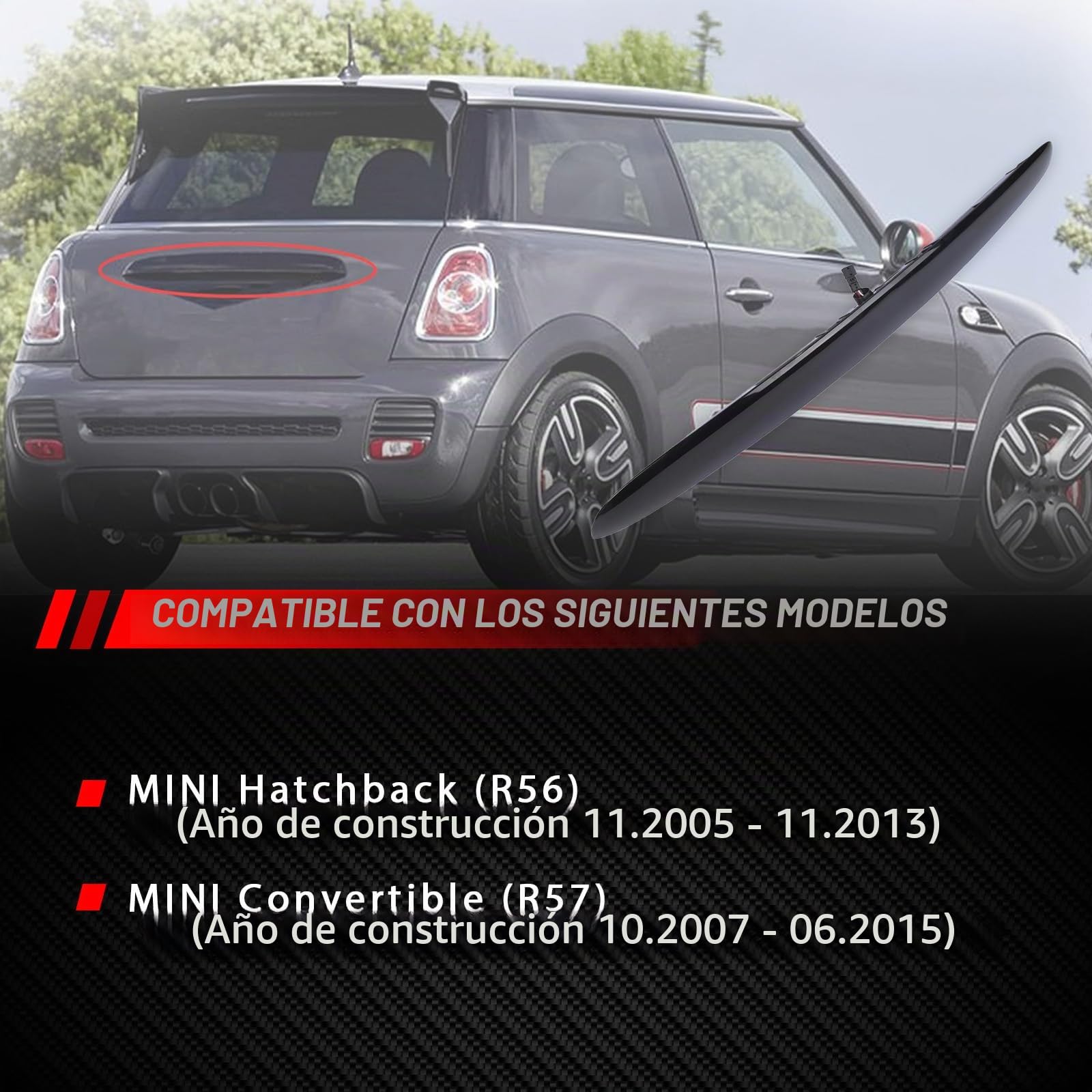 Embellecedor para maletero de coche, color negro, repuesto para M-i-n-i R56 R57 R55 R58 R59 2006-2015, accesorio de coche pieza # 51132753602 51 13 2 753 602