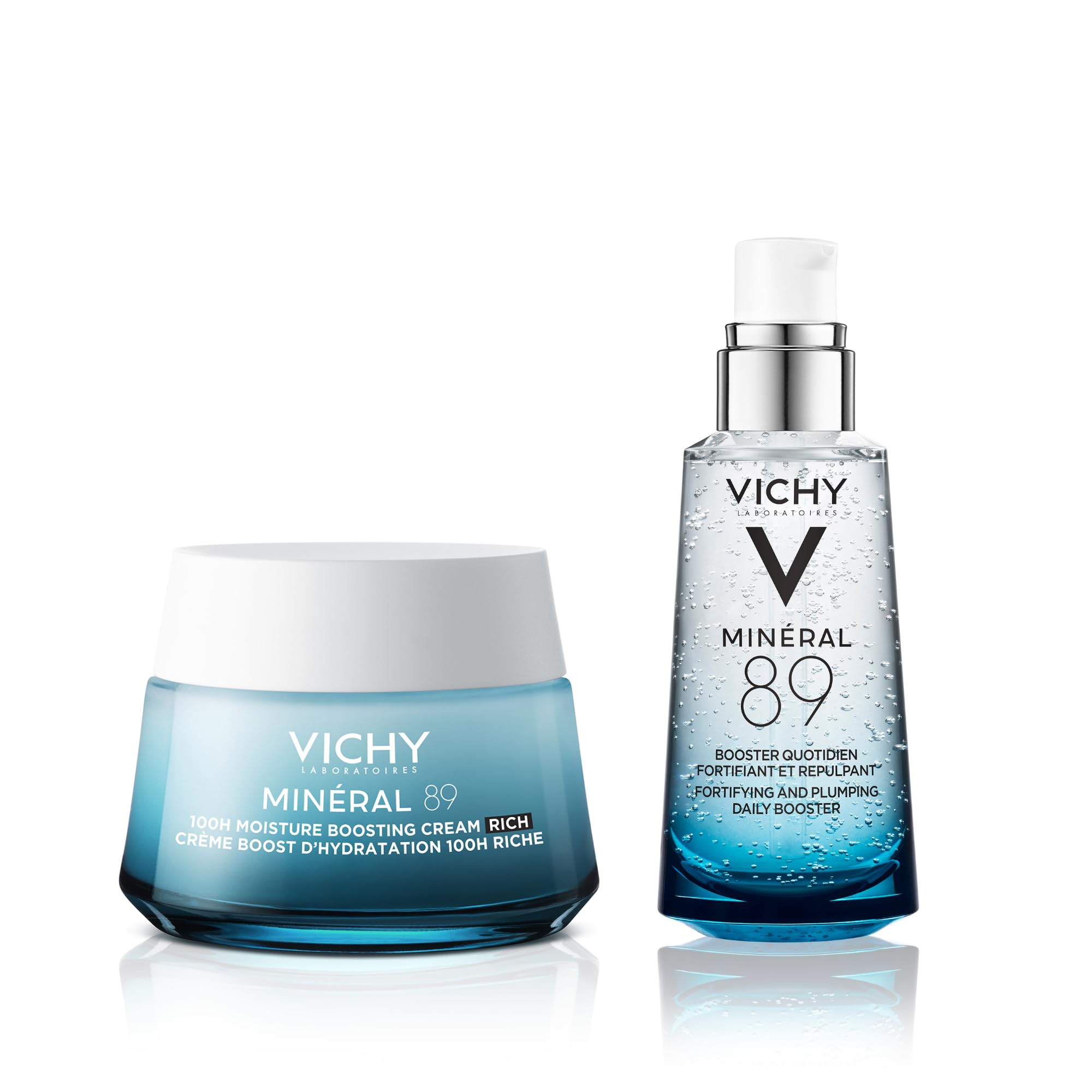VICHY | Pakiet mineralny 89 | Booster 50ml + bogaty krem 100 h 50 ml | Długotrwała nawilżająca pielęgnacja twarzy | Wzmacnia barierę nawilżającą skórę | Woda wulkaniczna Vichy & Kwas hialuronowy