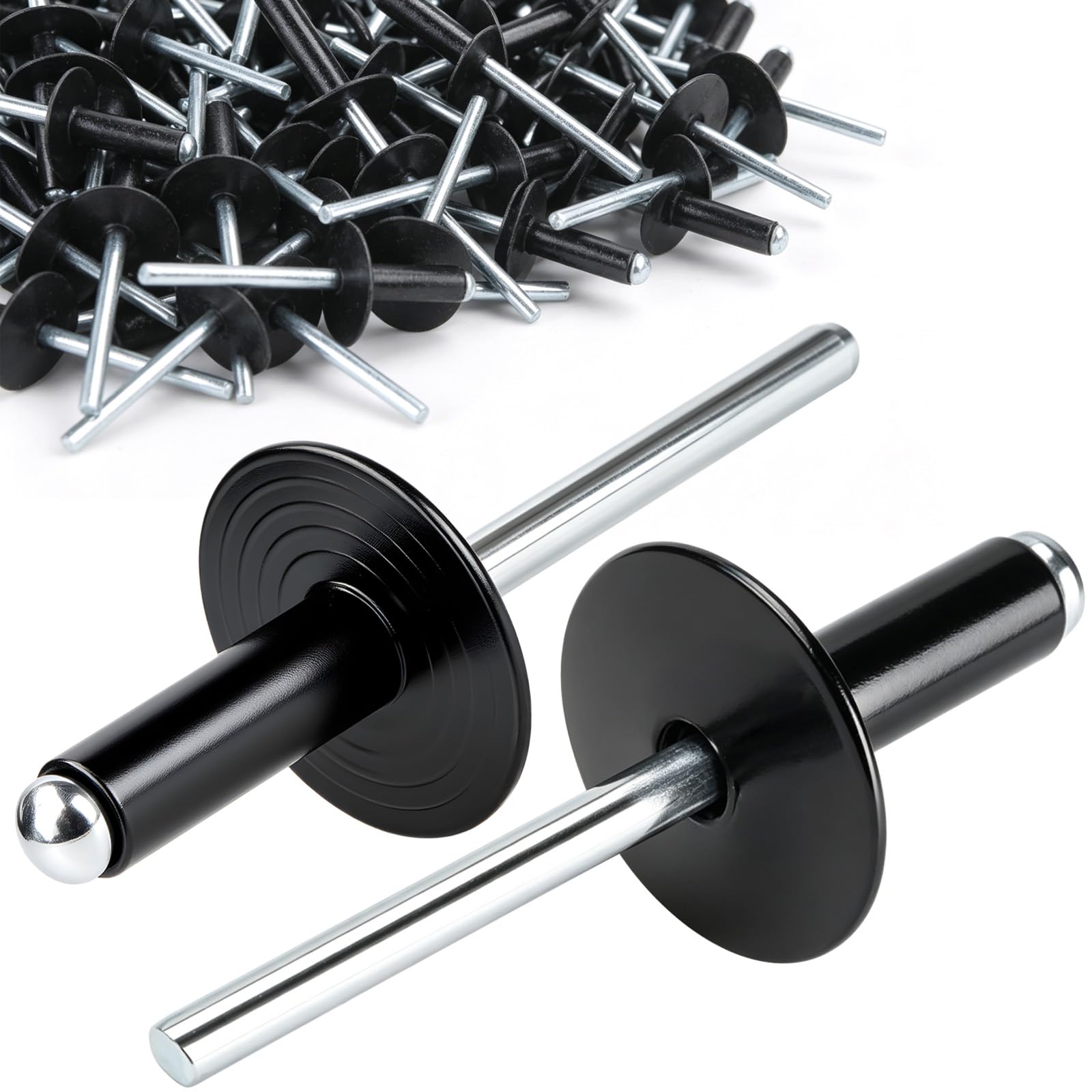 TXXATX 100 Pcs Pop Rivet Large Flange, 4.8x19 mm Pop Rivets Aluminum, Rivets for Metal, Black Dome Head Blind Rivet for Woodworking Furniture Sheet Metal Automotive Mechanical Equipment Industry