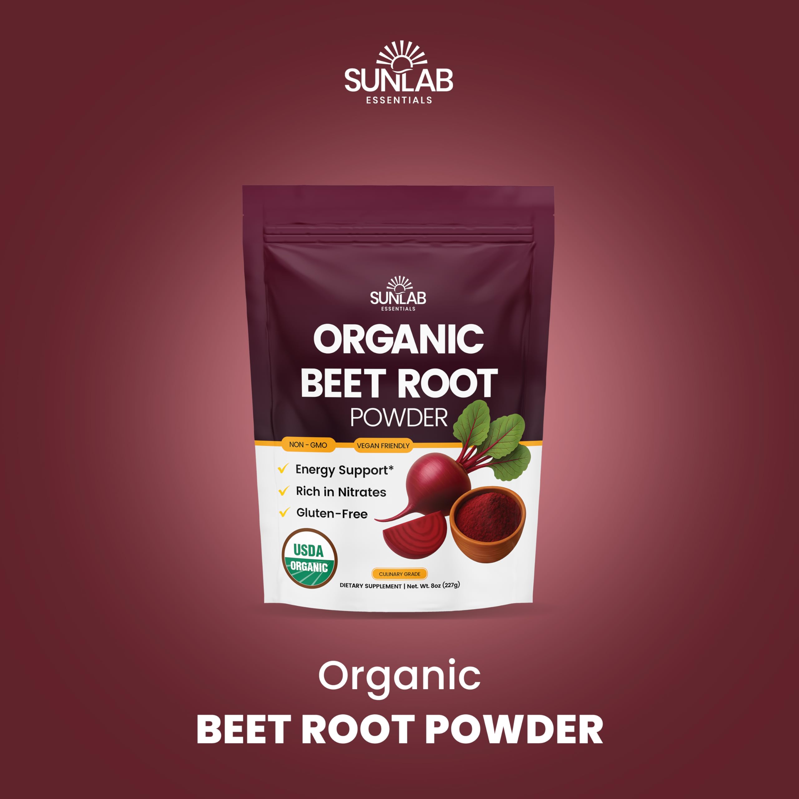 Organic Beet Root Powder (8oz) USDA Organic Beetroot Powder Supplement - Energy, Heart & Immune Support for Adults - Vegan Beetroot Juice - Rich in Nitrates - Non GMO, Gluten-Free & Made in USA — Amazon image 2