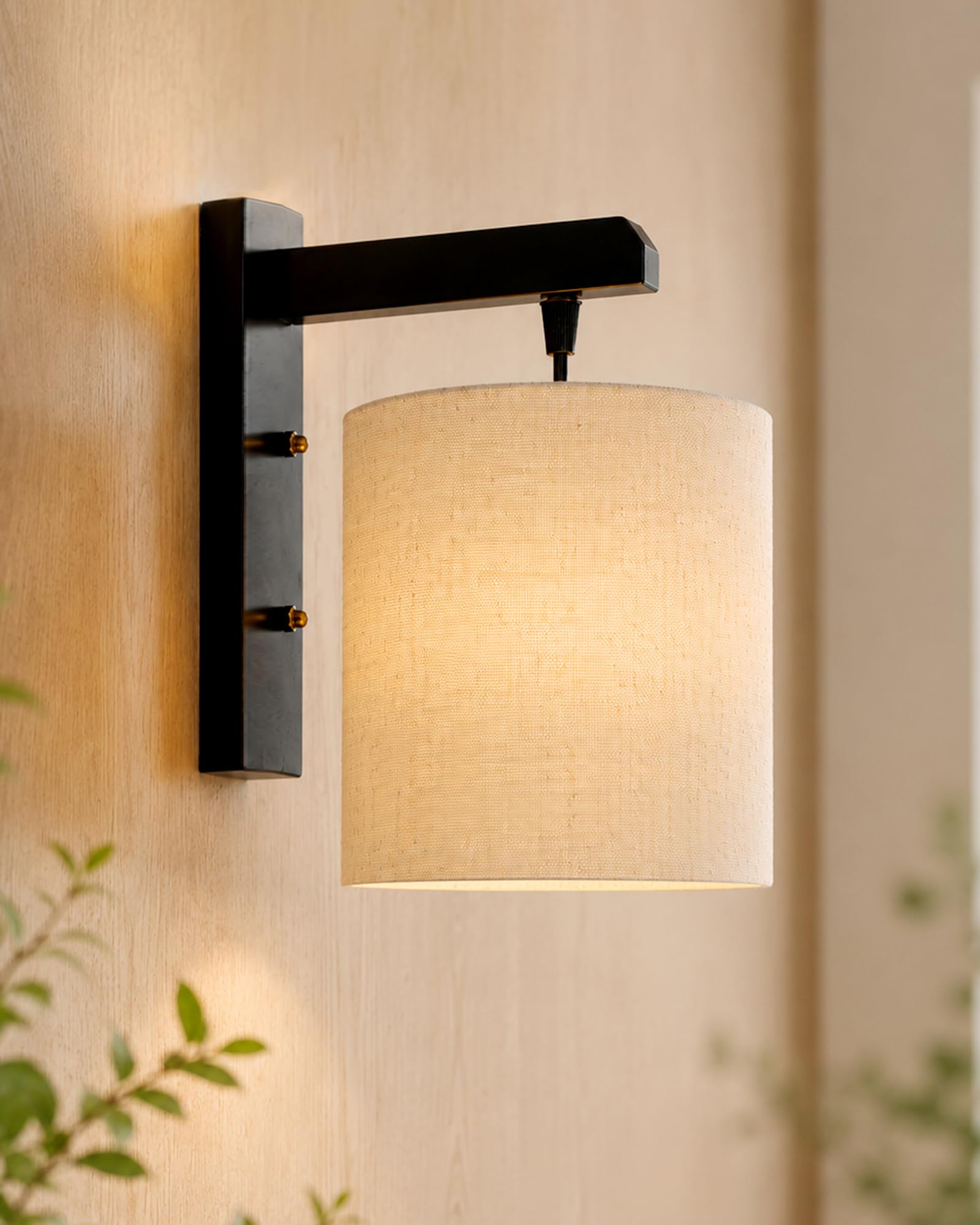 Homesake® Decorative Cherry Wood Wall Sconce with Fabric Drum Shade | Bedside Wall Lamp for Bedroom | Rustic Indoor Wall Light for Living Room, Hallway | E27 Holder (Jute Shade)-image-35