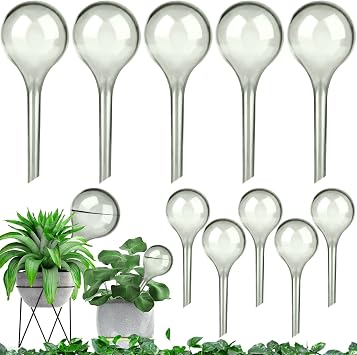 LOCOLO 10 Pack Self-Watering Globes 2 Sizes Unbreakable PVC Plant Watering Bulbs Clear Transparent Automatic Plant Waterers for Indoor Outdoor House Potted Plants Vacation Plant Care