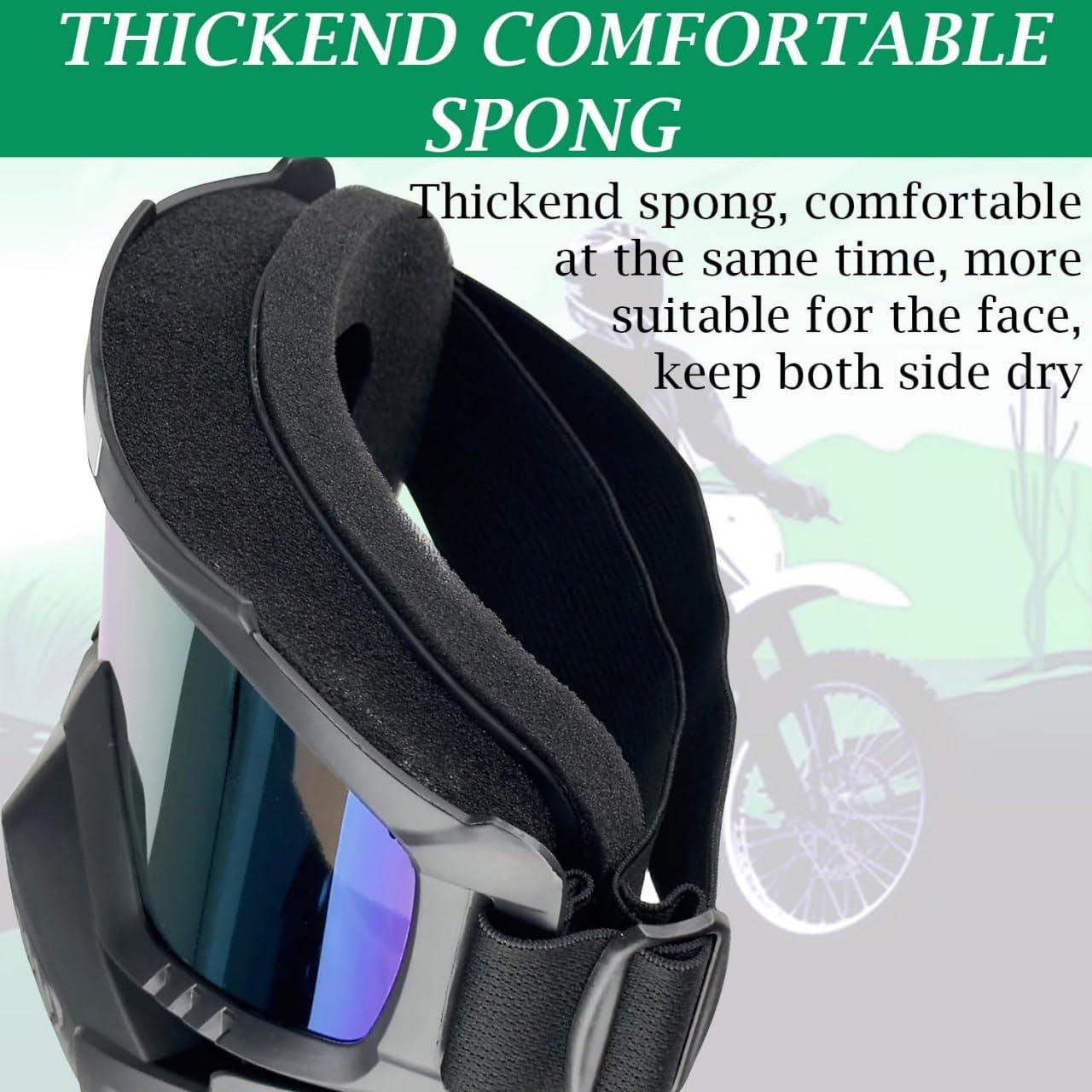 DLALA Goggle Mask - Anti-Scratch UV Protective Open Face Eyewear, Windproof Dirt Shield, Adjustable Strap, Soft Foam Padded, For Cycling, Bike, Racing, Unisex (Full Face Mask With Goggles for Bikers) 2