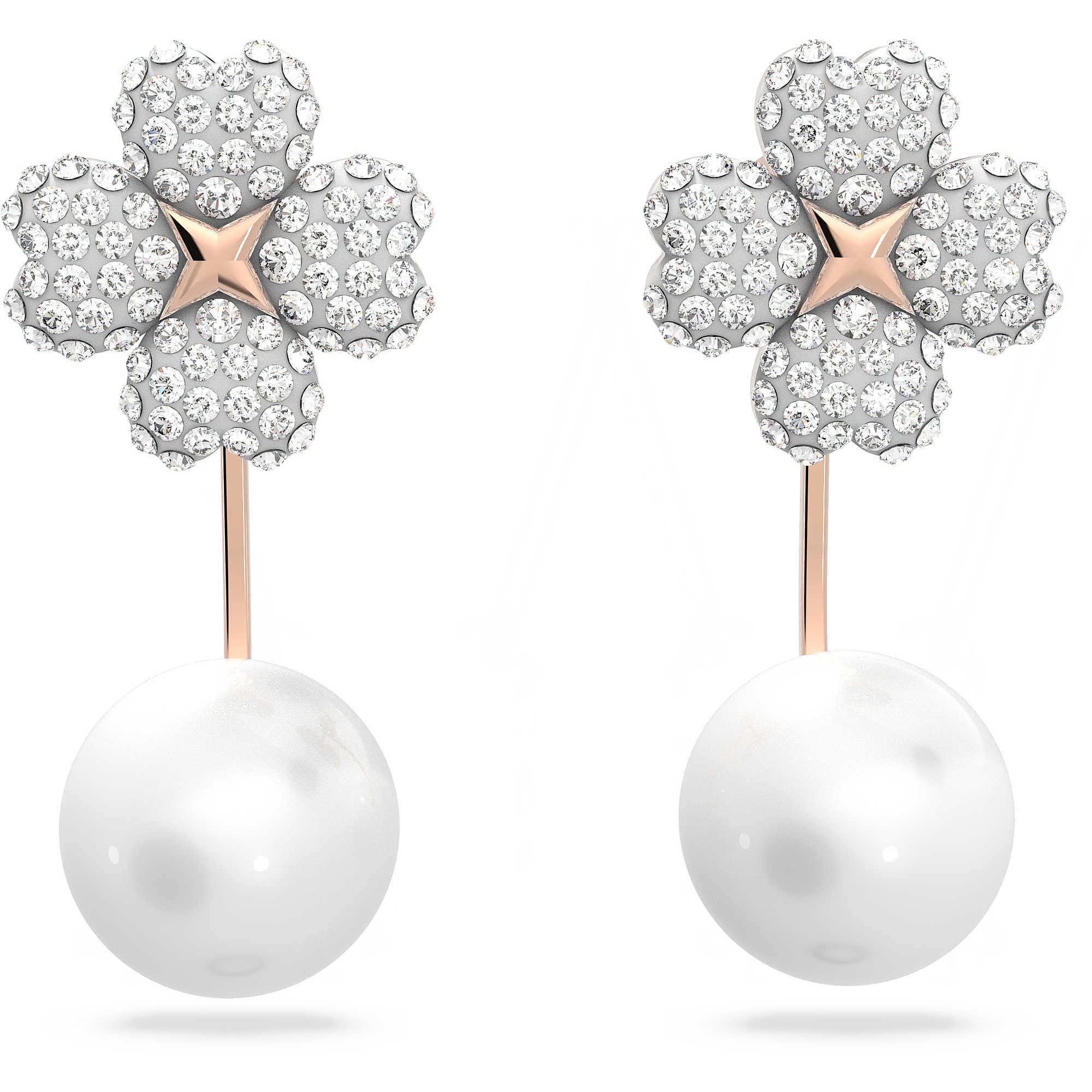 Swarovski Latisha Earring Jackets  Flower  White  Rose Gold-Tone Plated