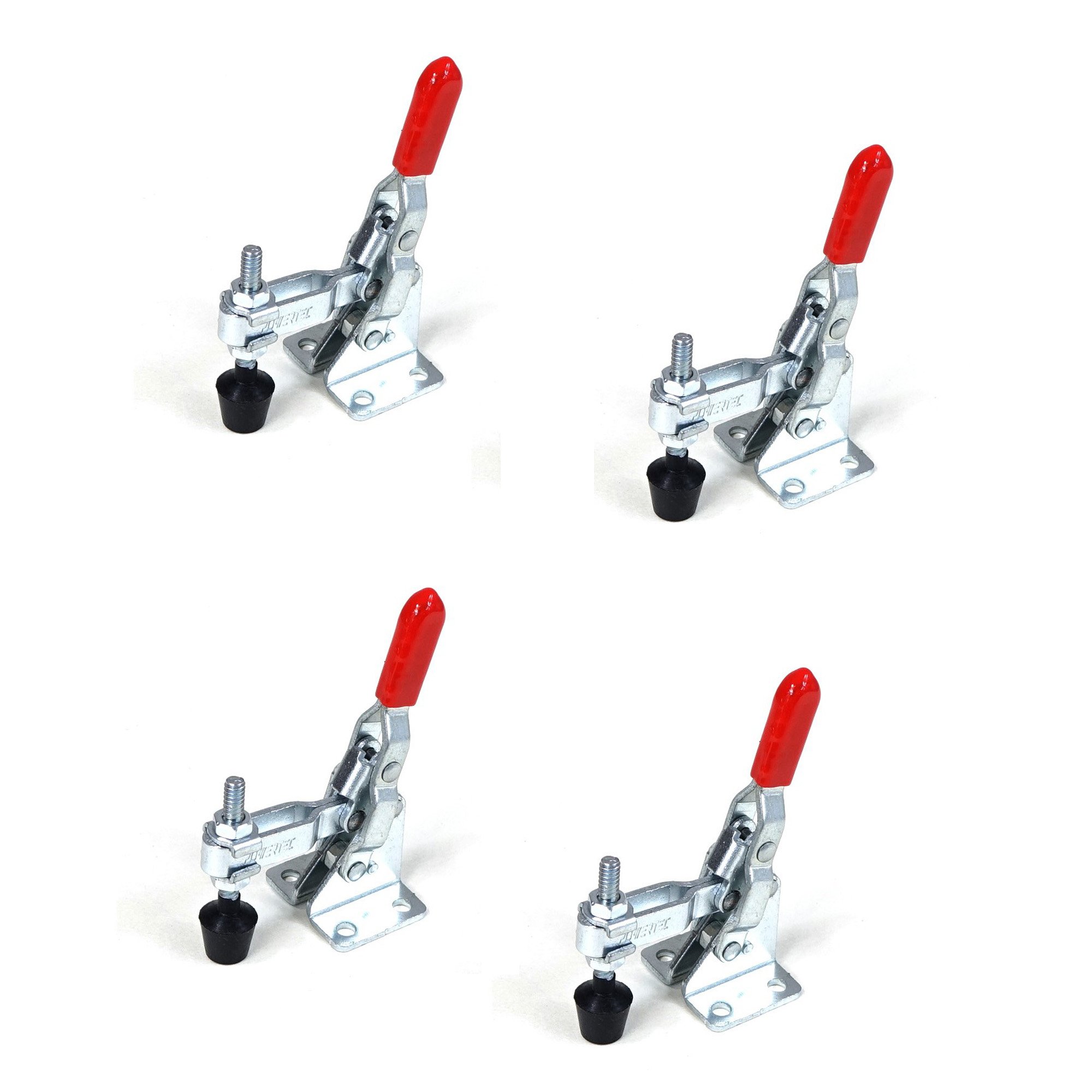 POWERTEC 20330 Quick Release Vertical Toggle Clamp 101A - 110 lb Holding Capacity w Rubber Pressure Tip, 4PK