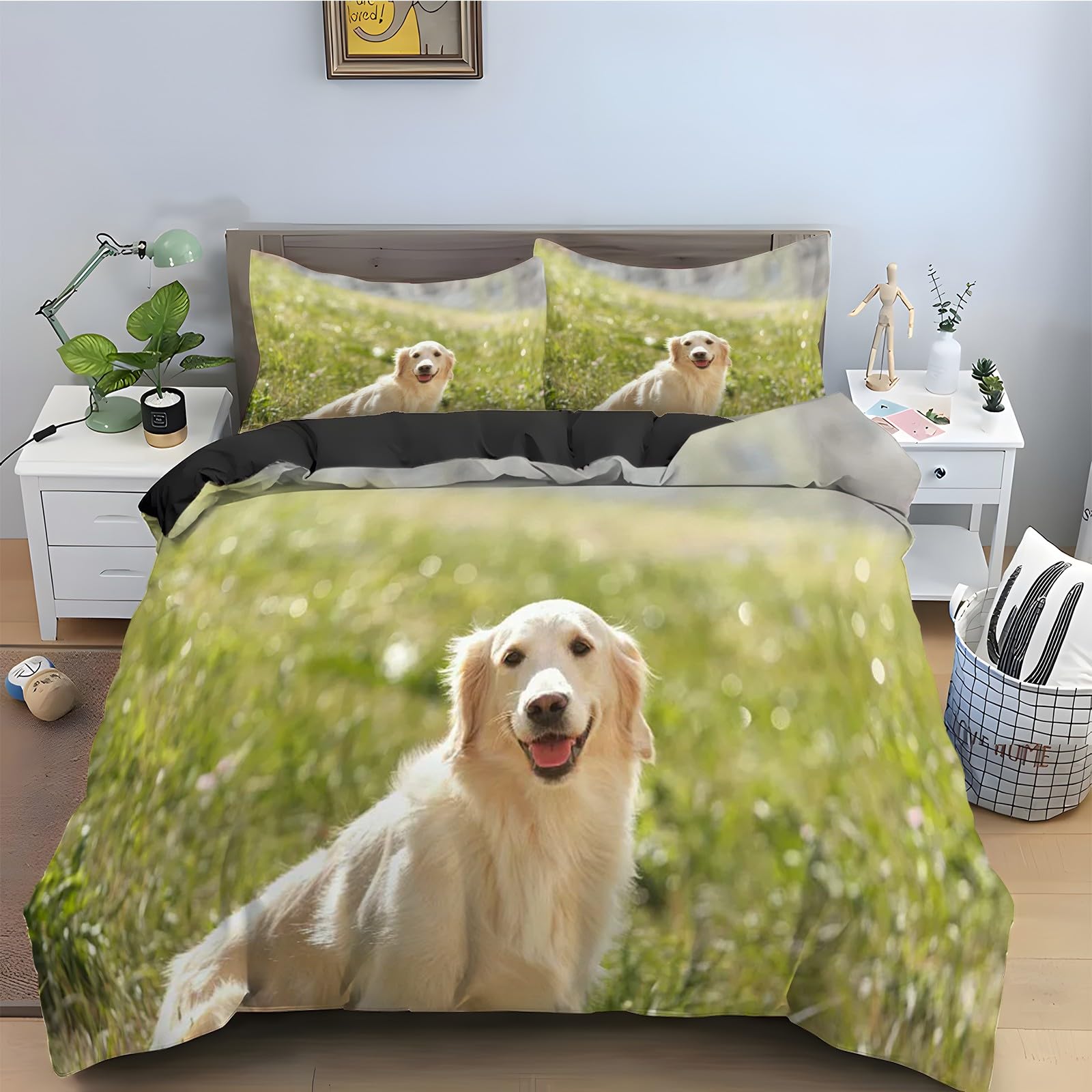 Housse de couette 90x190 cm zippée anti-acariens pour lit enfant avec motif animal sauvage