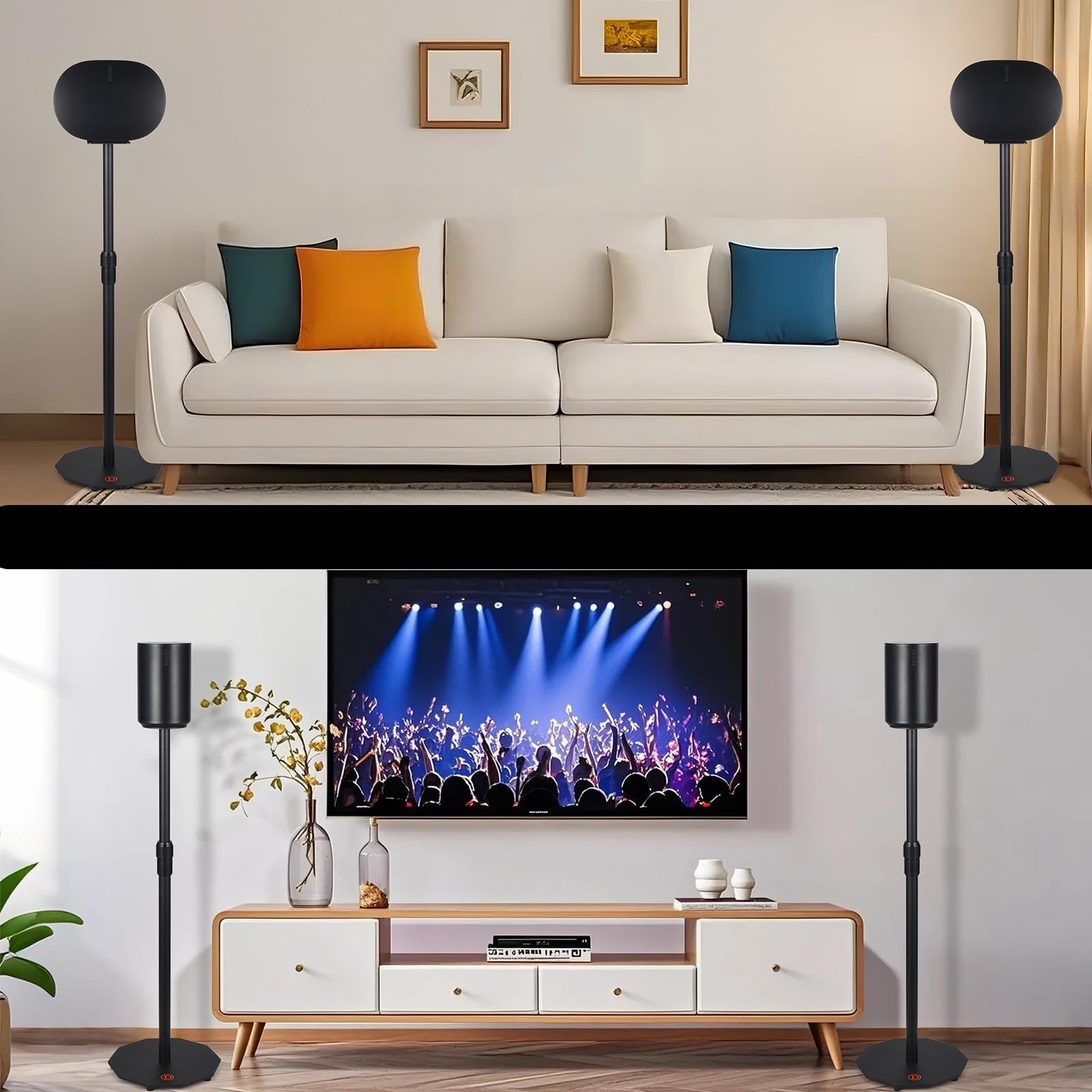 Supporto sicuro in acciaio al carbonio, supporto salvaspazio per accessori audio surround 300 100, accessori audio per la casa, supporto regolabile in altezza