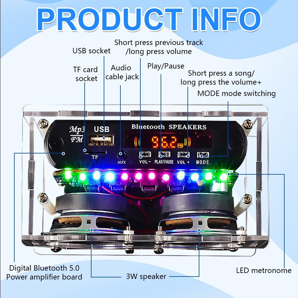 Radio FM Bluetooth Reproductor de radio portátil con antena telescópica